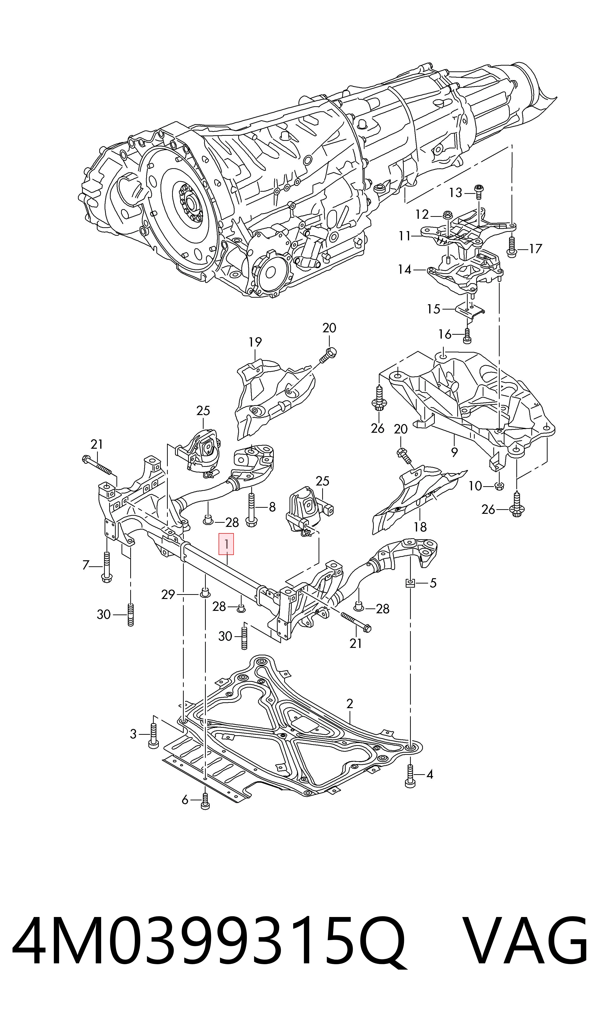 4M0399315R Bentley Передня балка