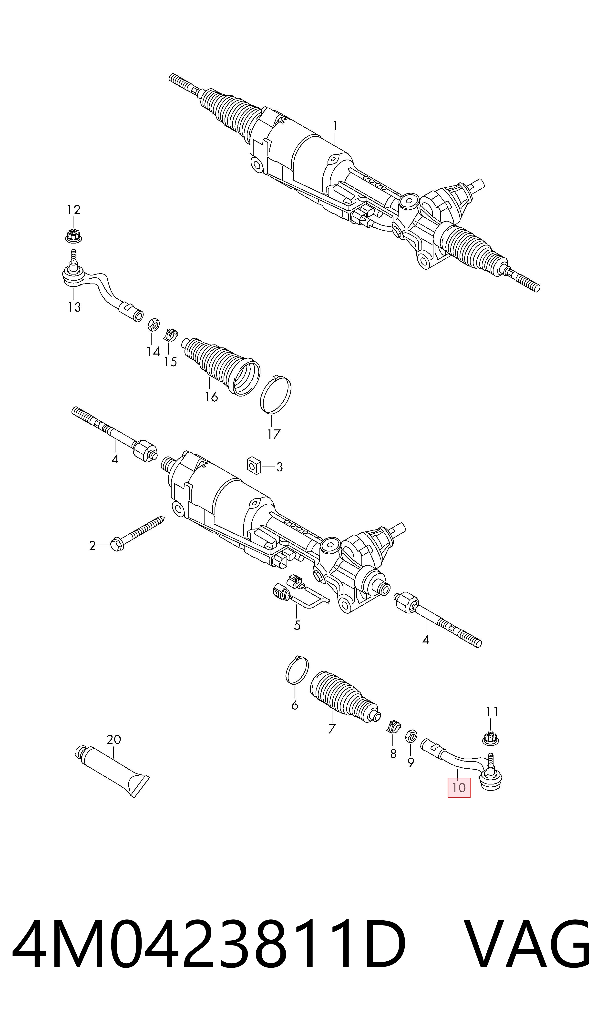 4M0423811D VAG Зовнішній наконечник рульової тяги