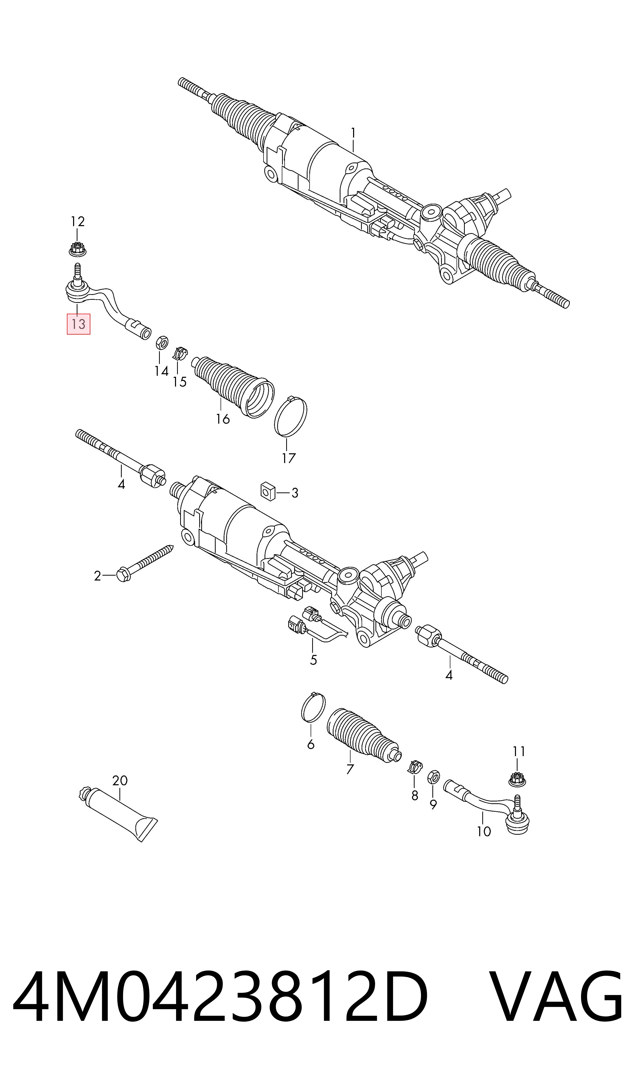 4M0423812D VAG Зовнішній наконечник рульової тяги