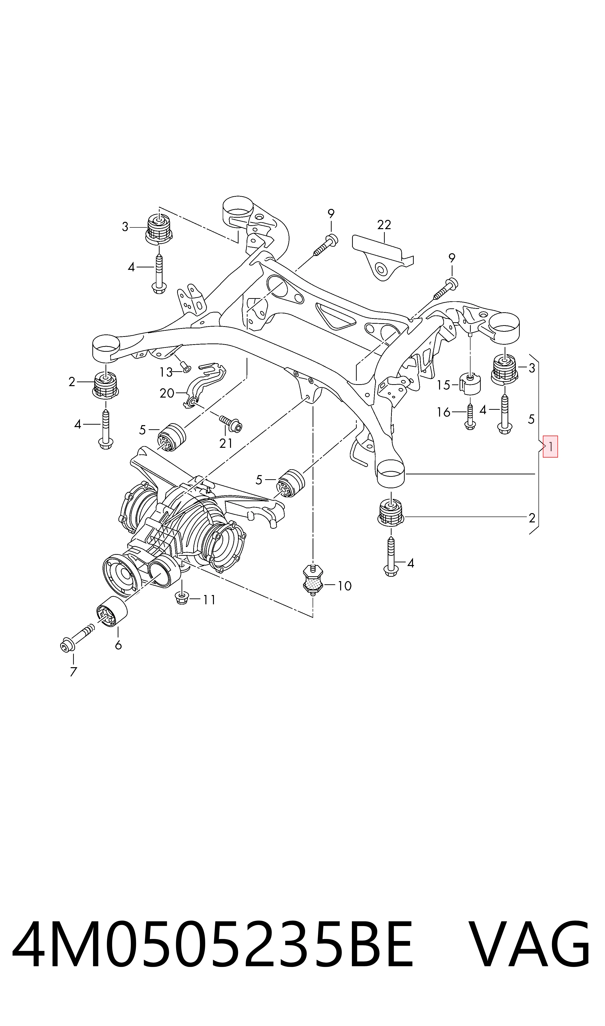 Купити 4M0505235AR Bentley Балка задньої підвіски, підрамник