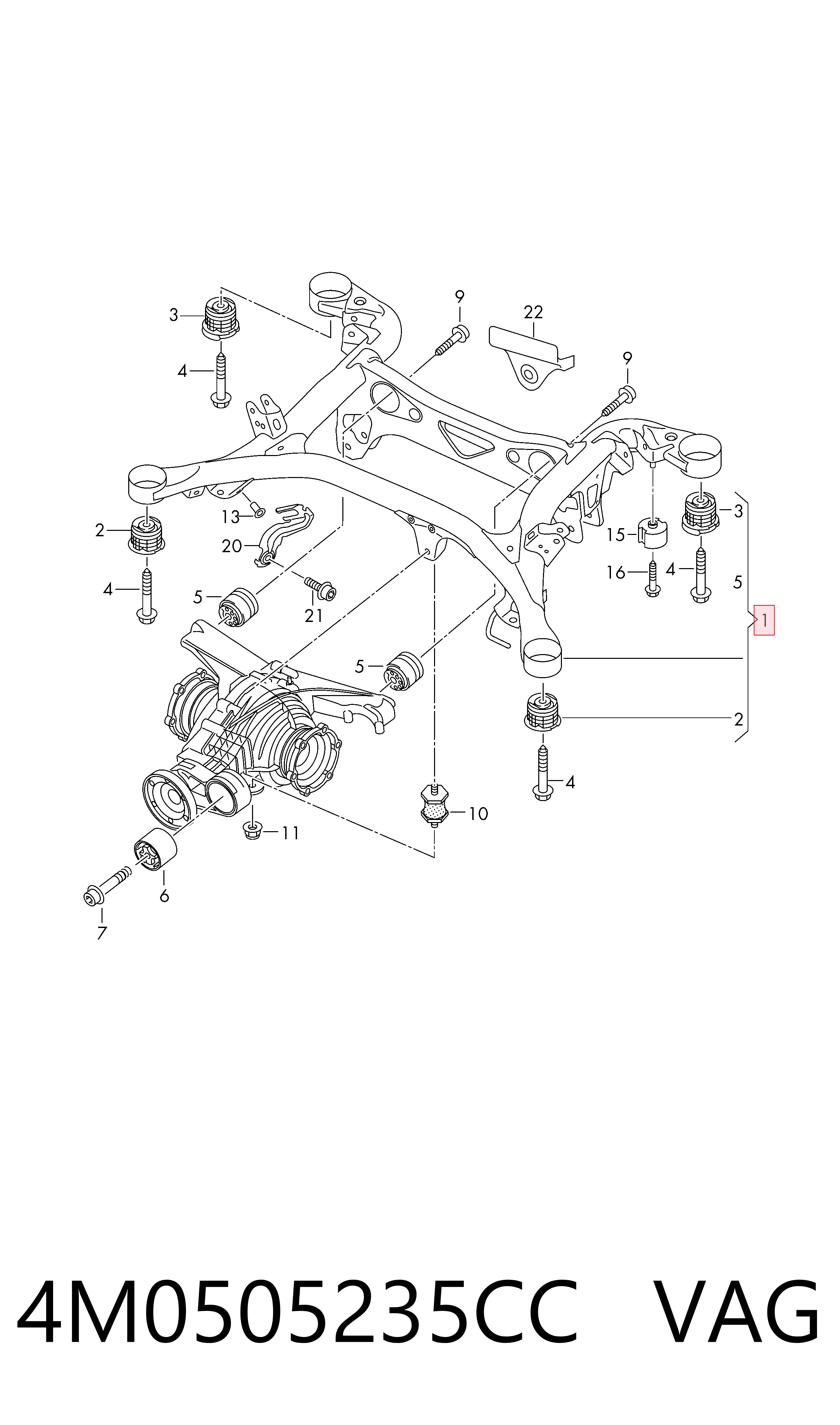 Купити 4M0505235BK Bentley Балка задньої підвіски, підрамник