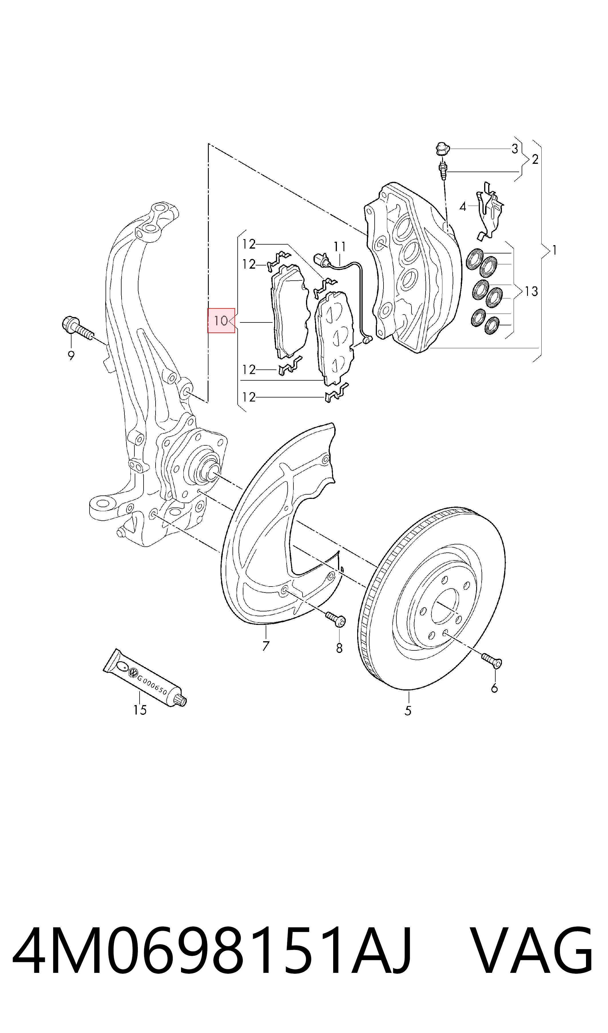 4M0698151AJ VAG Передні гальмівні колодки