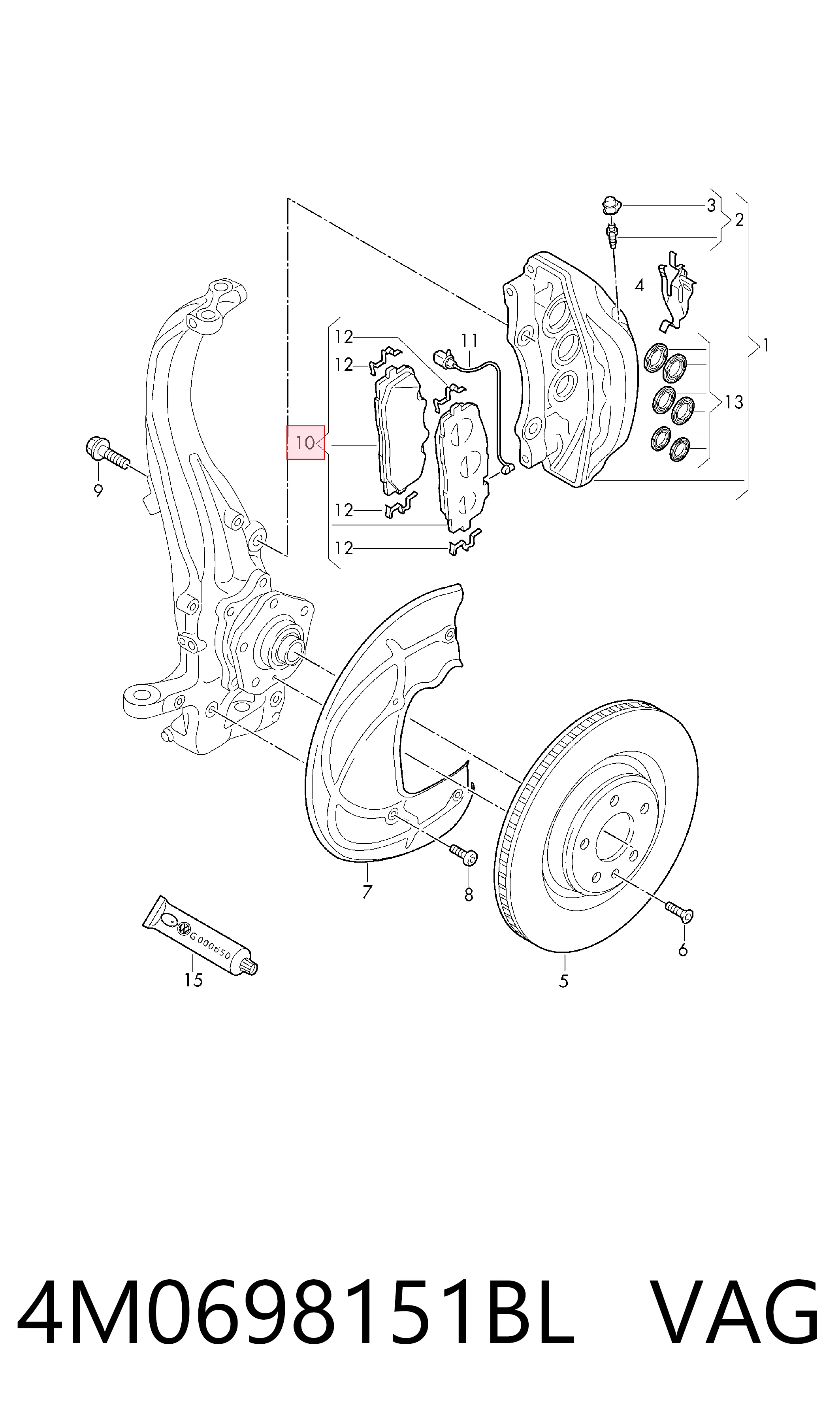 4M0698151BL VAG Передні гальмівні колодки