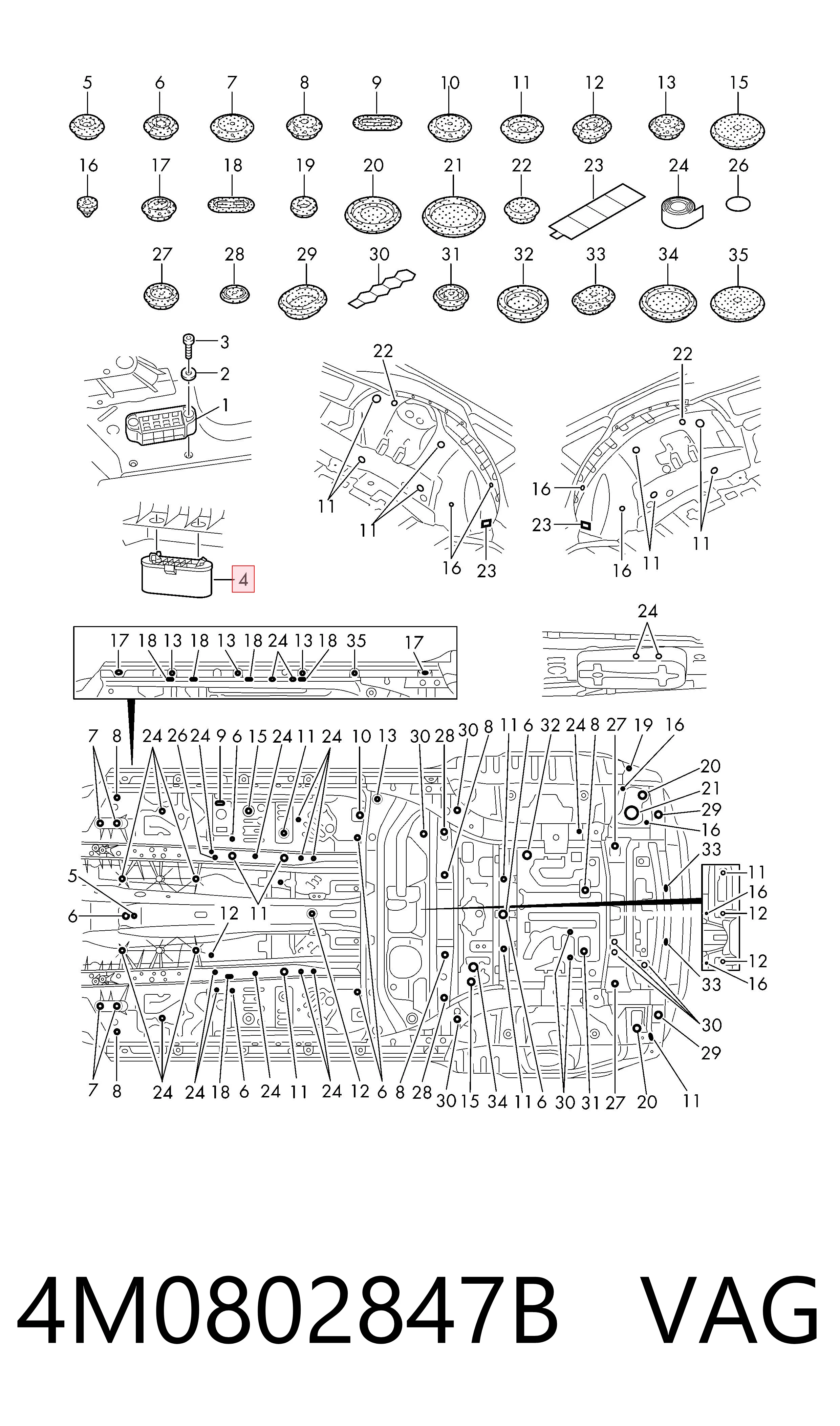 4M0802847B VAG Подушка домкрата нижня, піддомкратники