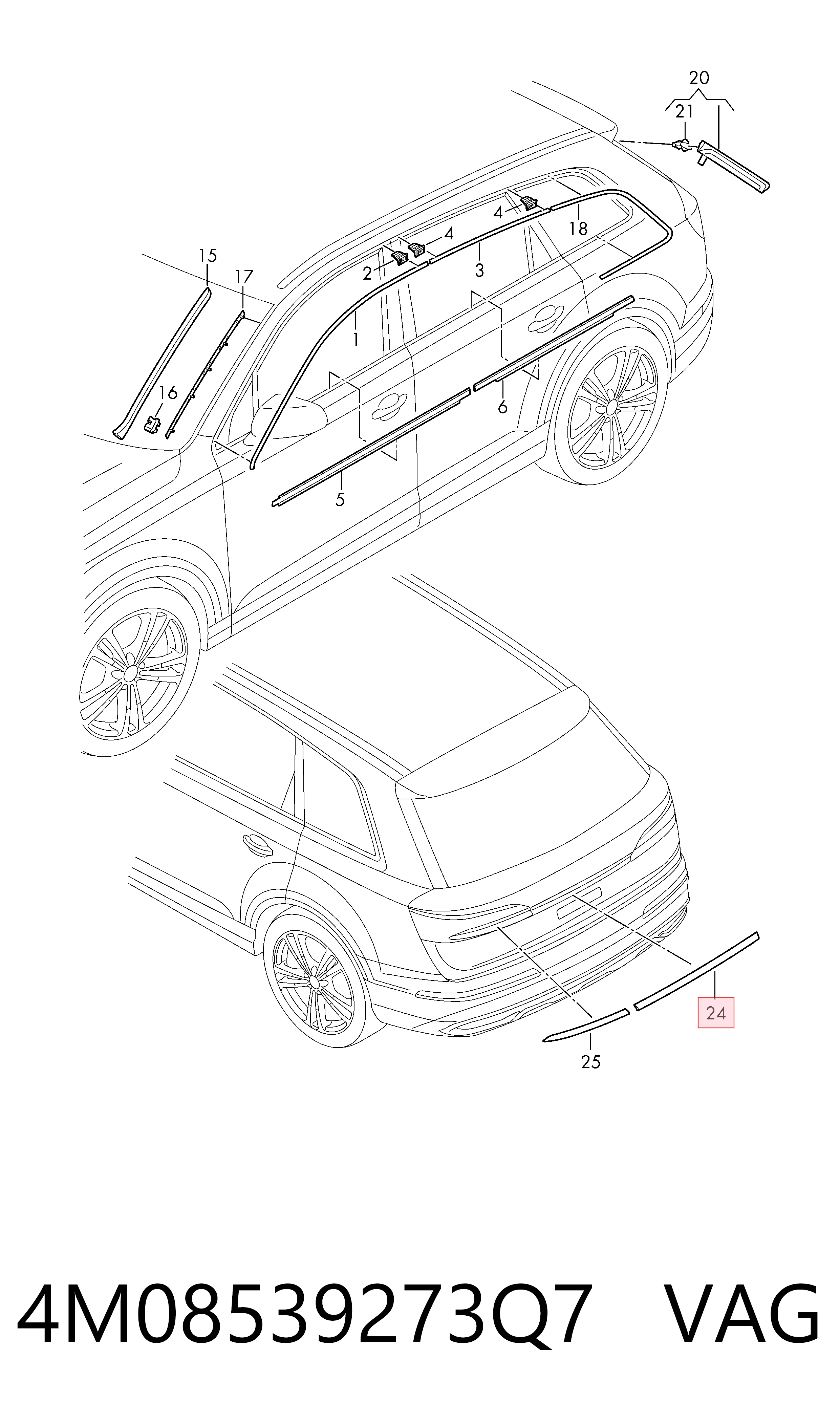 4M08539273Q7 VAG Молдинг кришки багажника