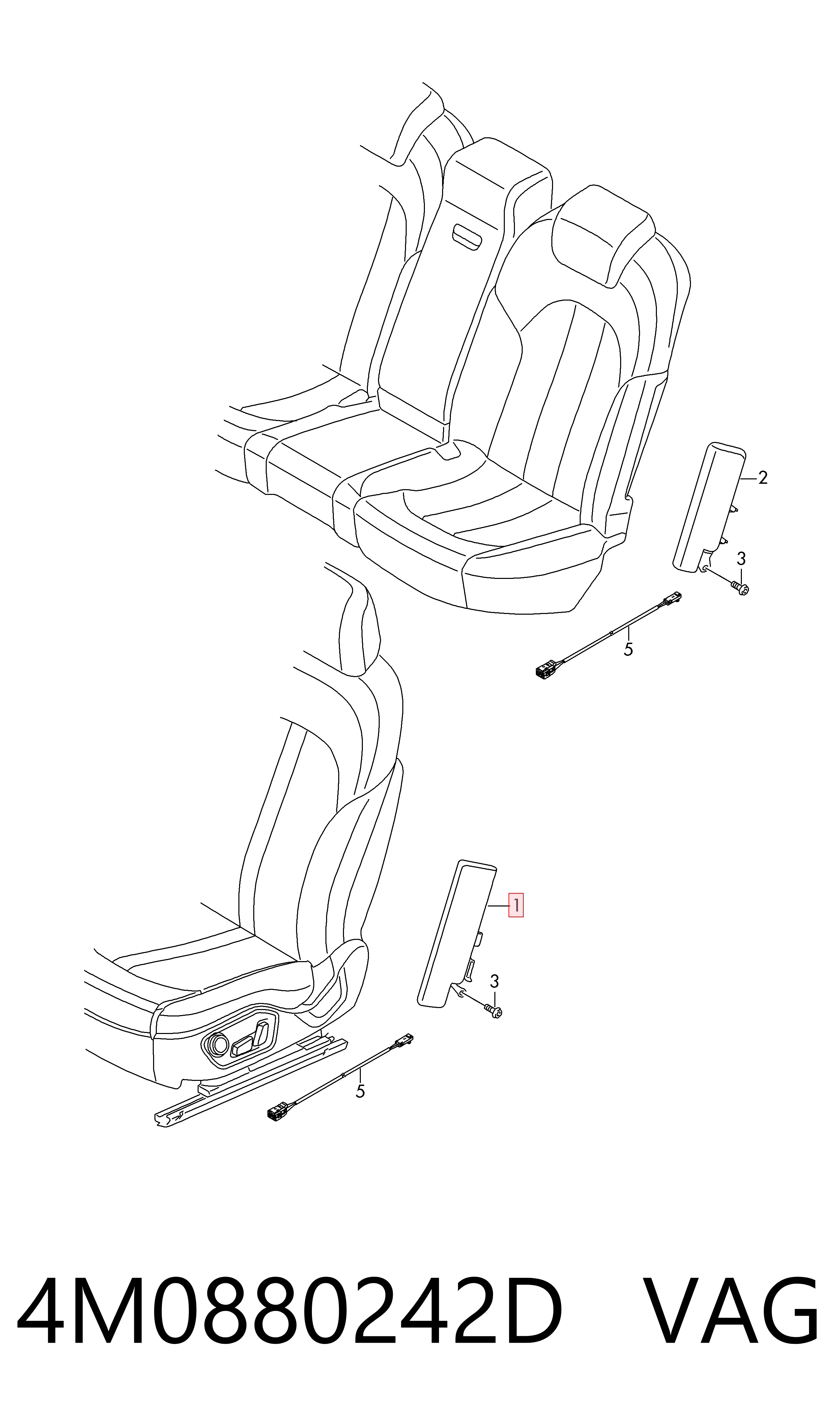 4M0880242D VAG Подушка безпеки AIRBAG спинки сидіння, правого