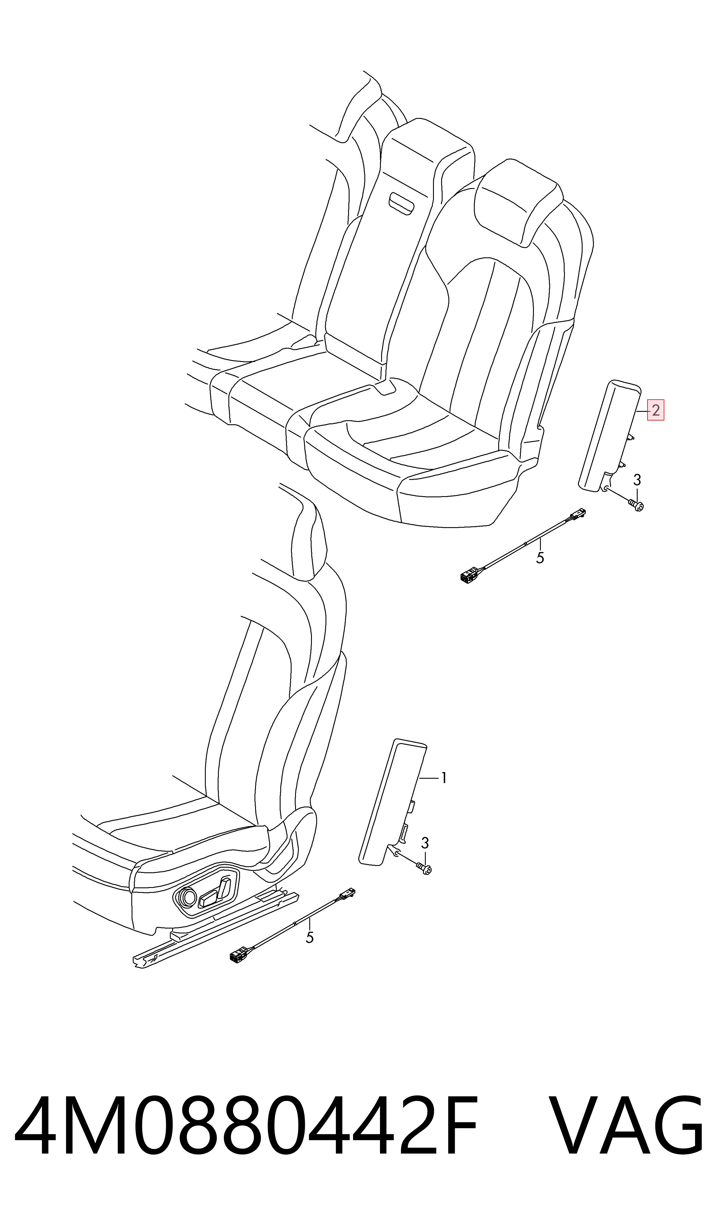 4M0880442F VAG Подушка безпеки AIRBAG спинки сидіння, правого