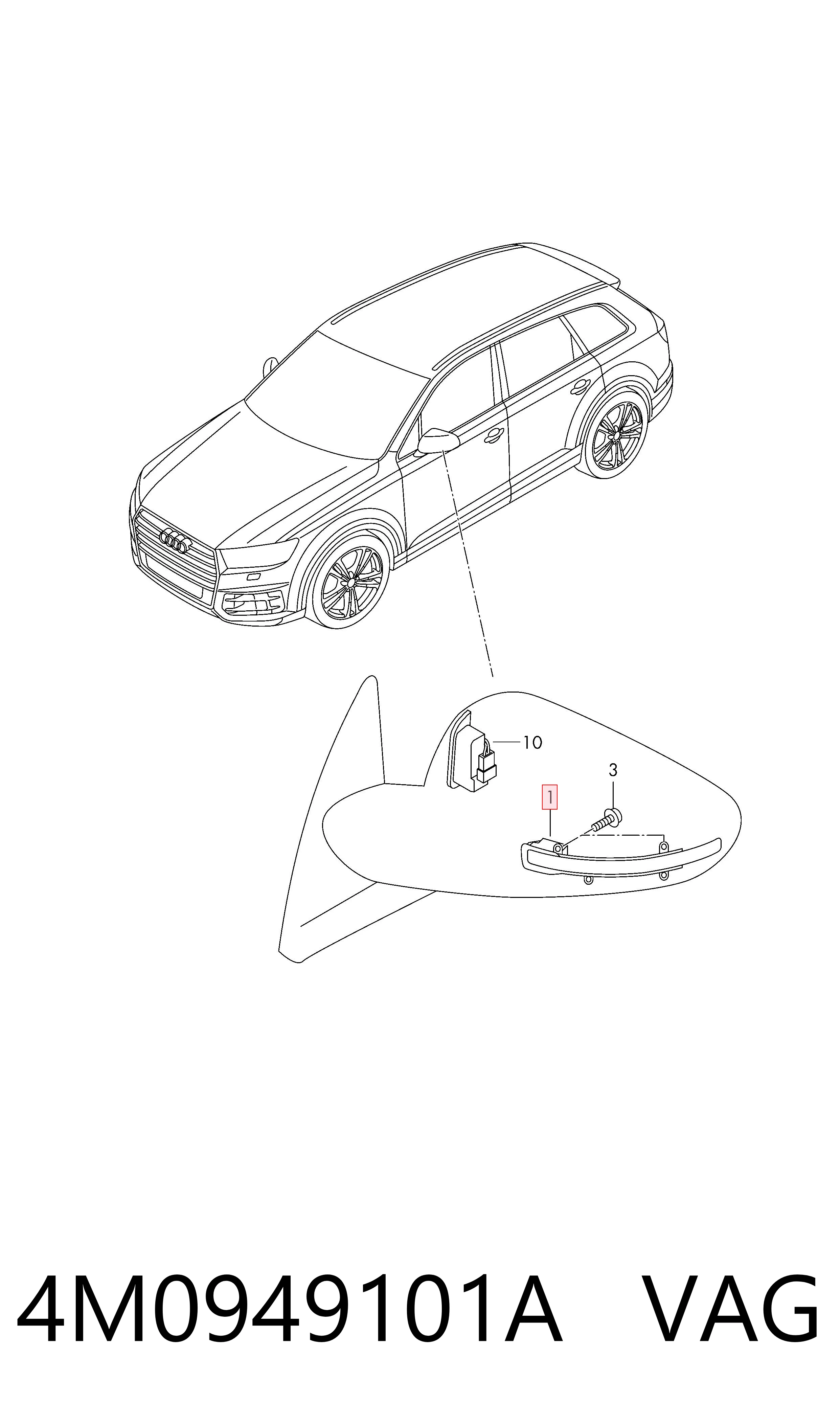 Покажчик повороту дзеркала, лівий Bentley 4M0949101A ціна, від 28.73 USD