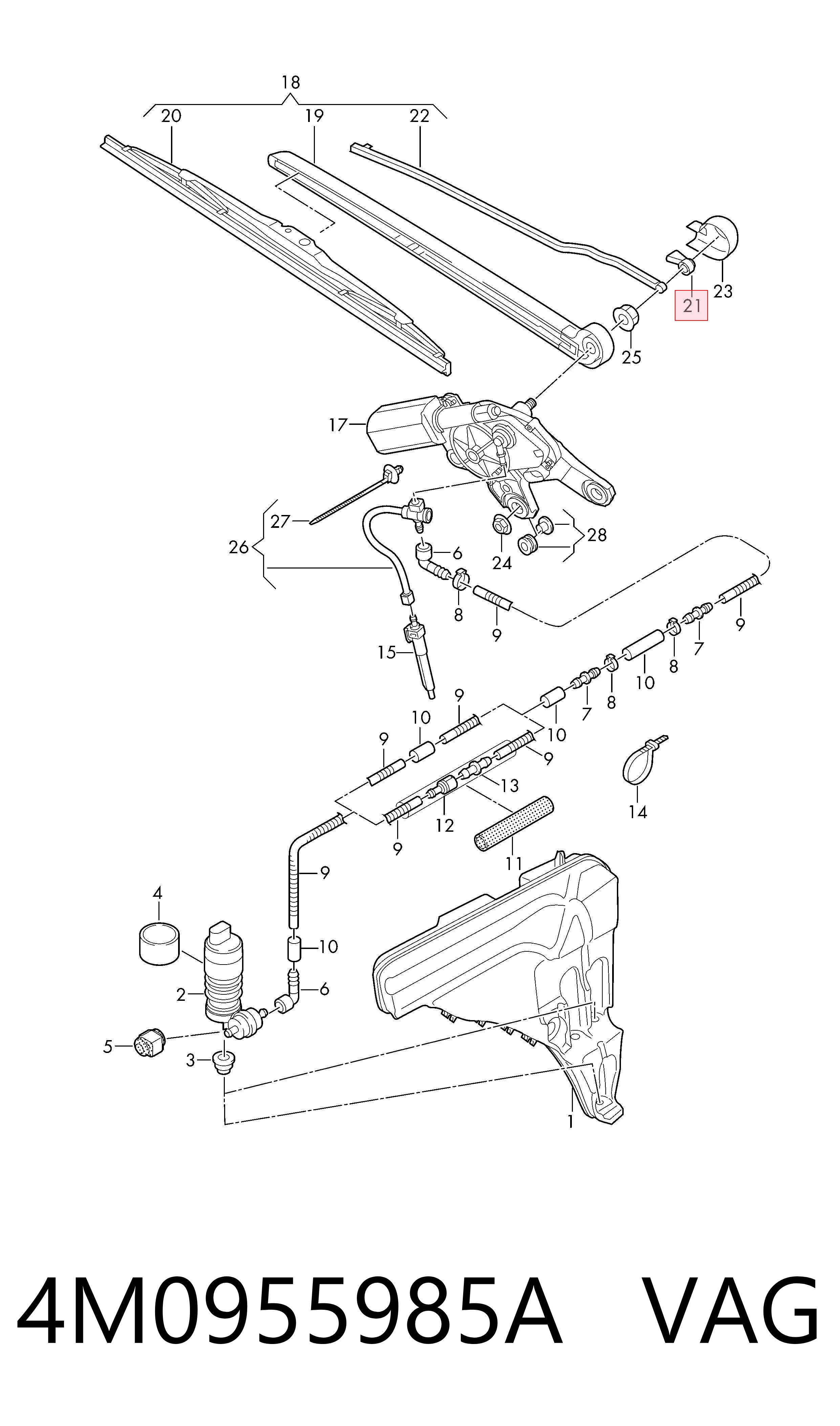 4M0955985A VAG Омивач скла дверей задка