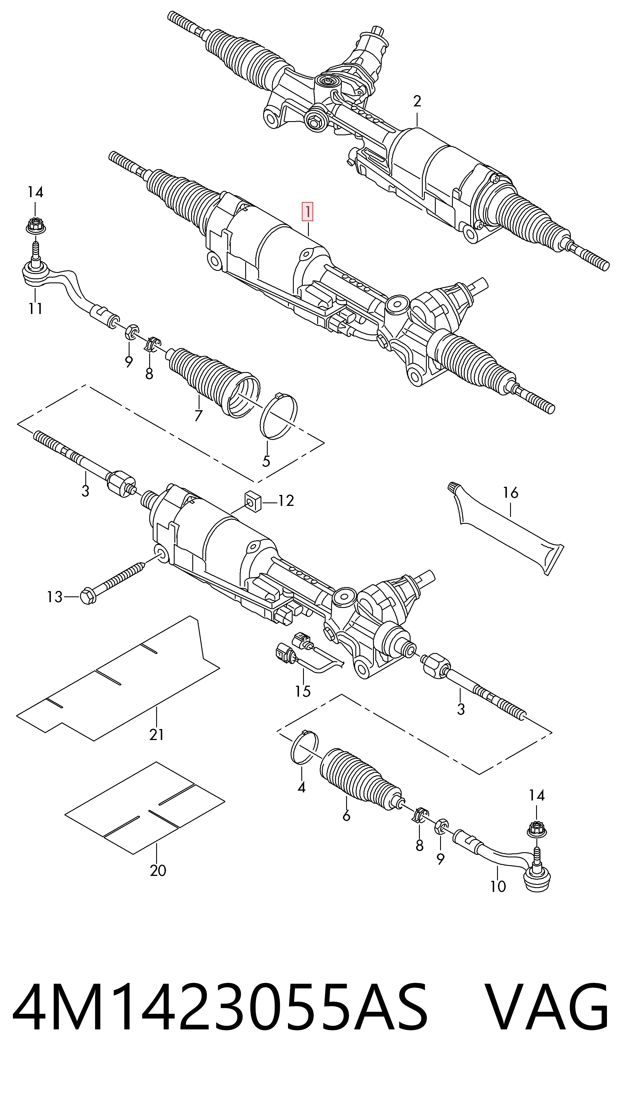 4M1423055AS VAG Рейковий рульовий механізм