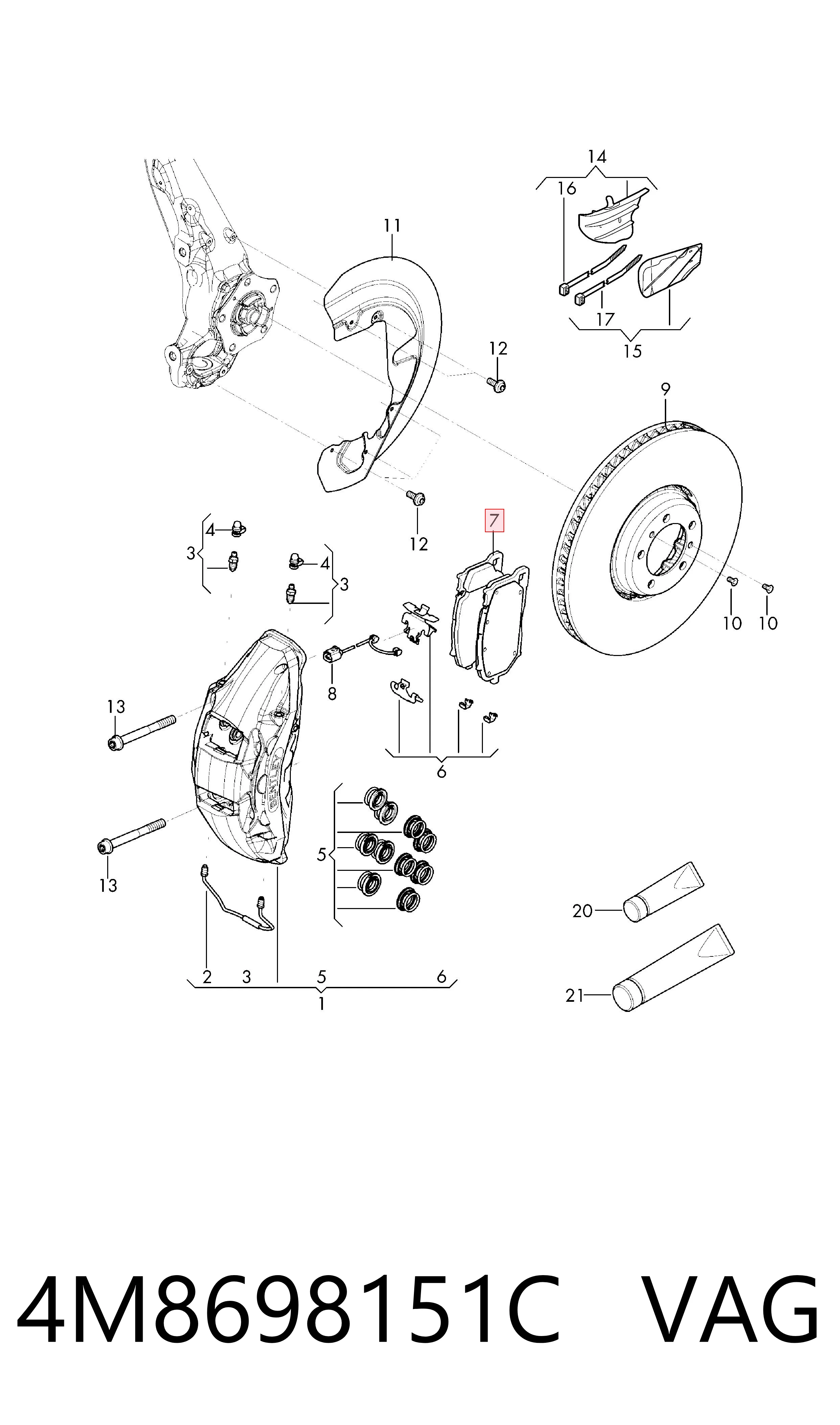4M8698151C VAG Передні гальмівні колодки