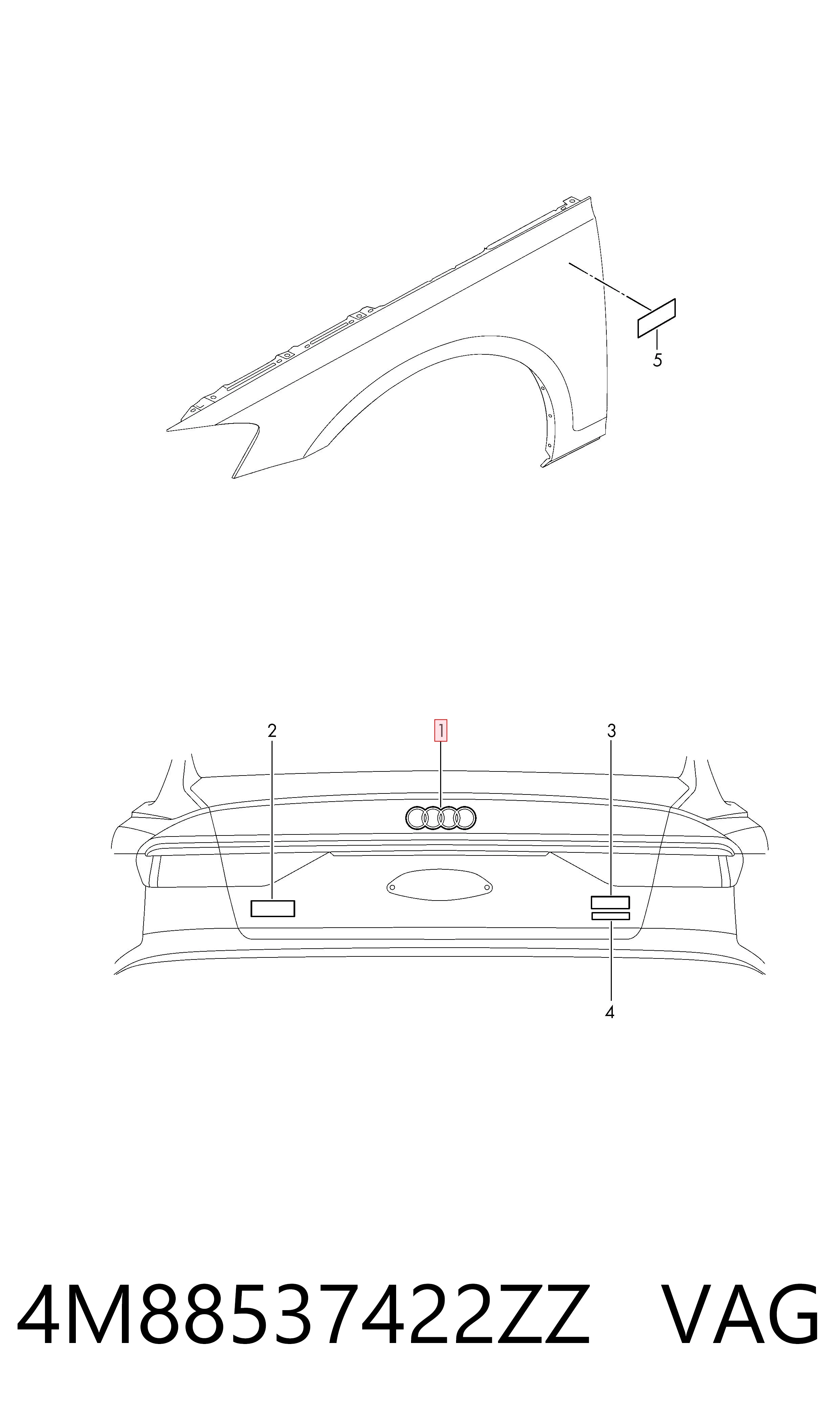 4M88537422ZZ VAG Емблема кришки багажника, фірмовий значок