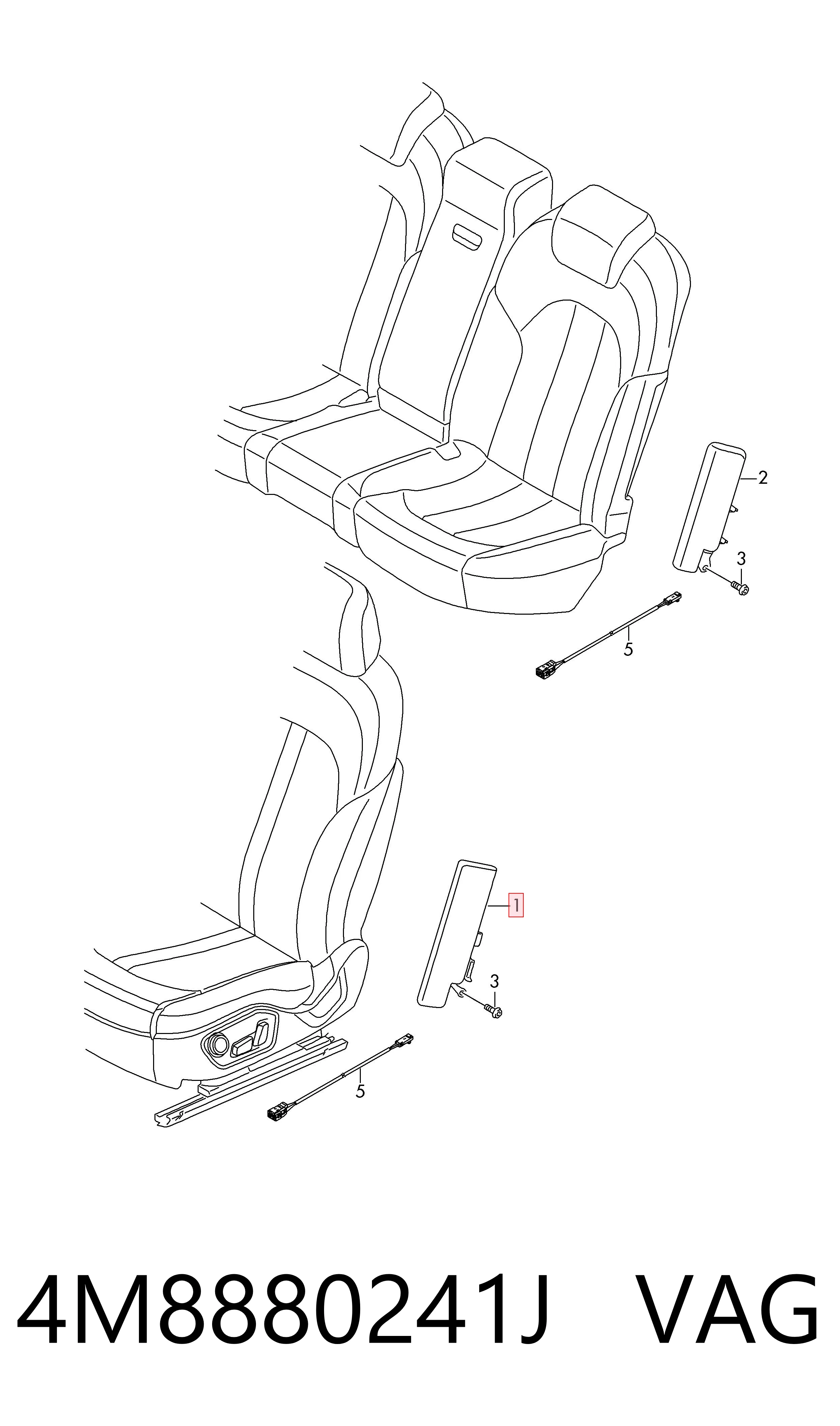 4M8880241J VAG Подушка безпеки AIRBAG спинки сидіння, лівого