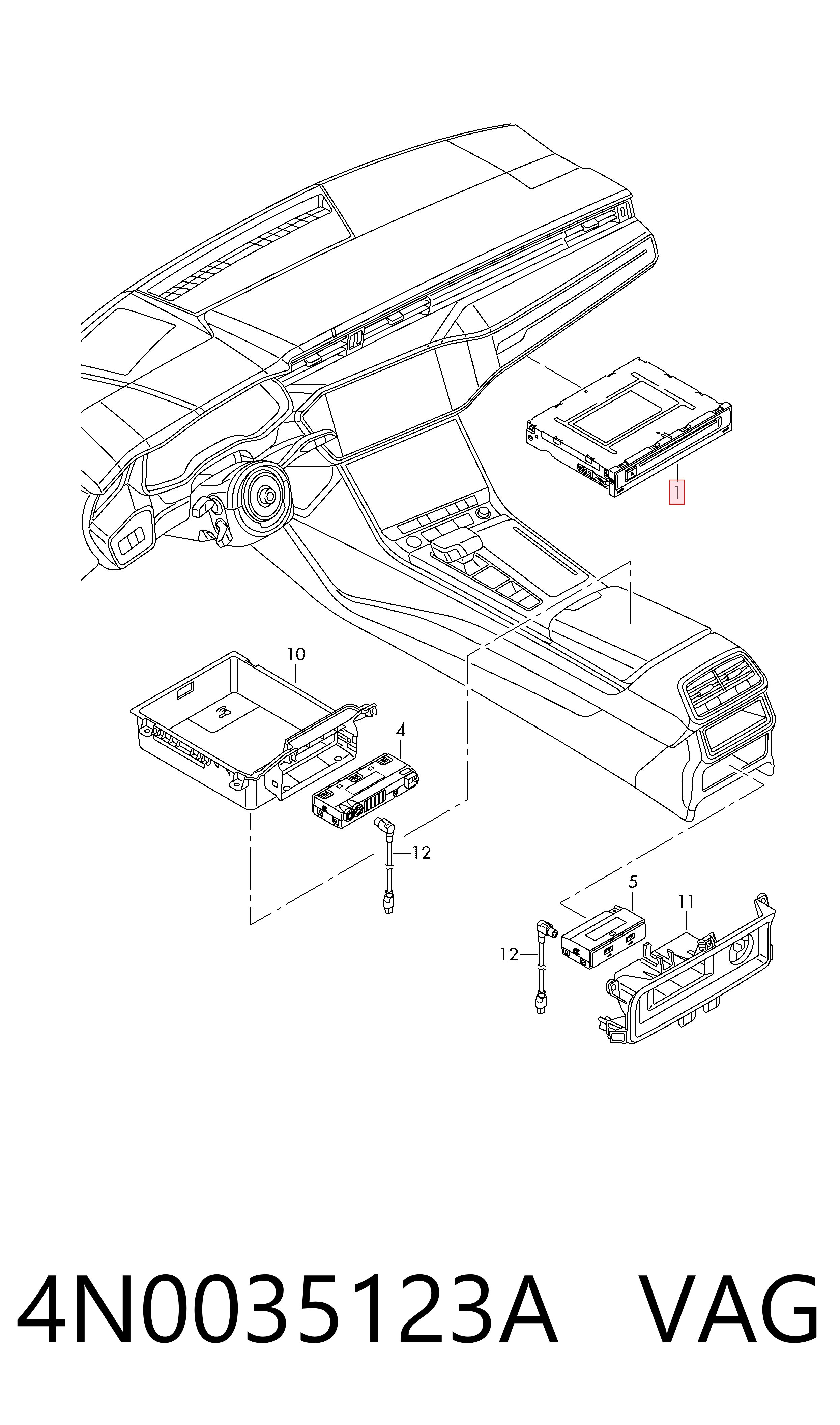 Магнітола (радіо AM/FM) Audi Q7 позашляховик (4MB, 4MG, 4MQ) (2015 - 2026) ціна, від 193.88 USD