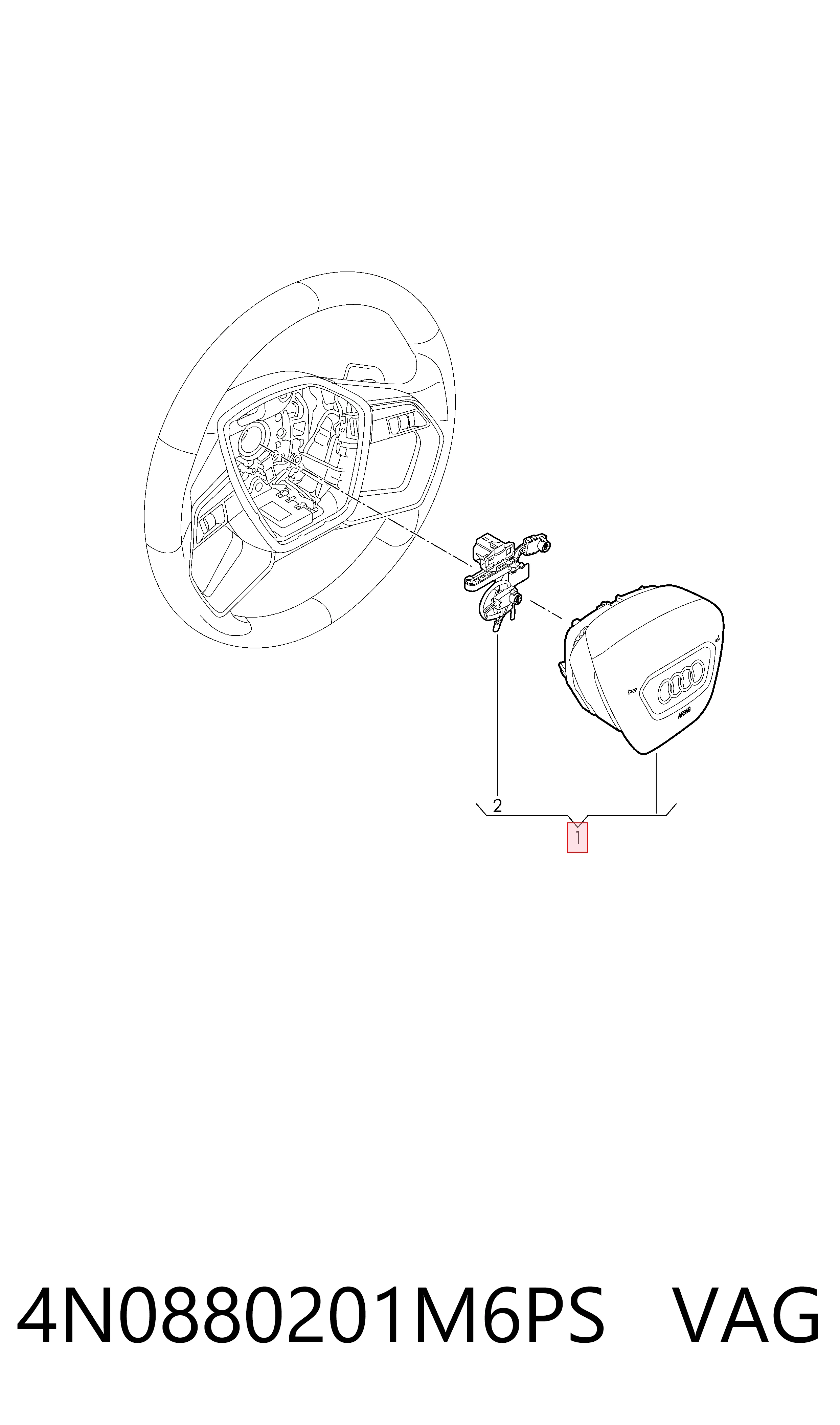 4N0880201M6PS VAG Подушка безпеки, водійська, AIRBAG