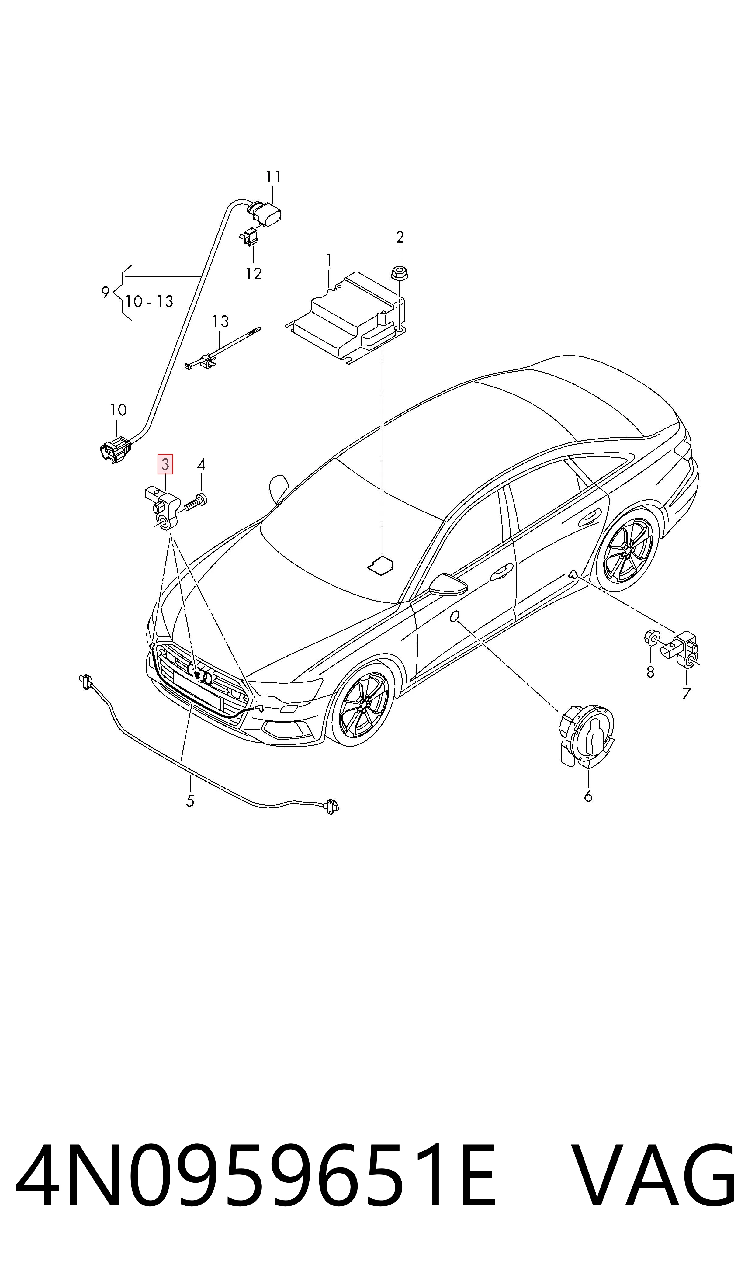 Датчик Ейрбег передній VAG 4N0959651E ціна, від 95.00 USD