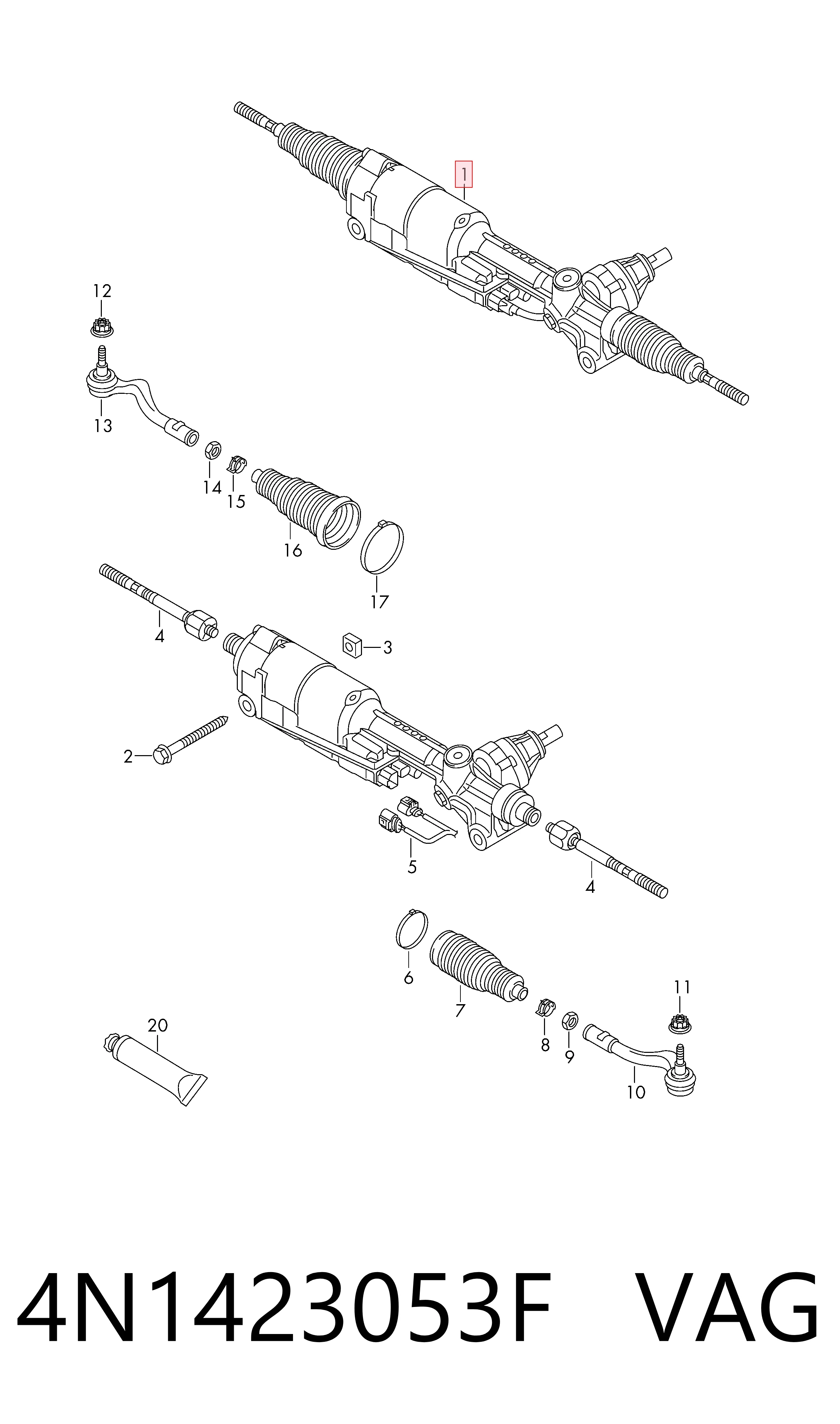 Рульова рейка 4N1423053P Bentley