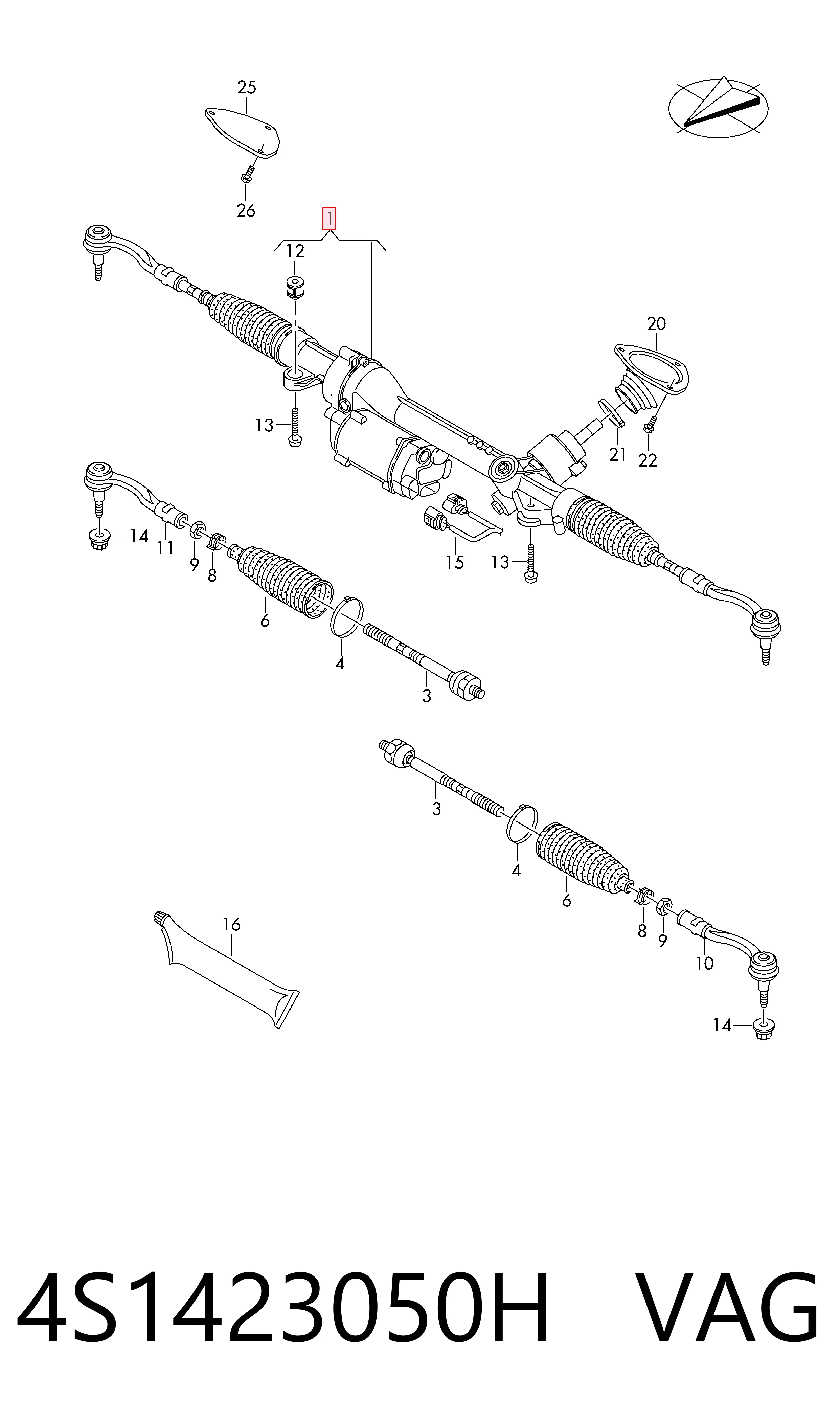 4S1423050H VAG Рейковий рульовий механізм