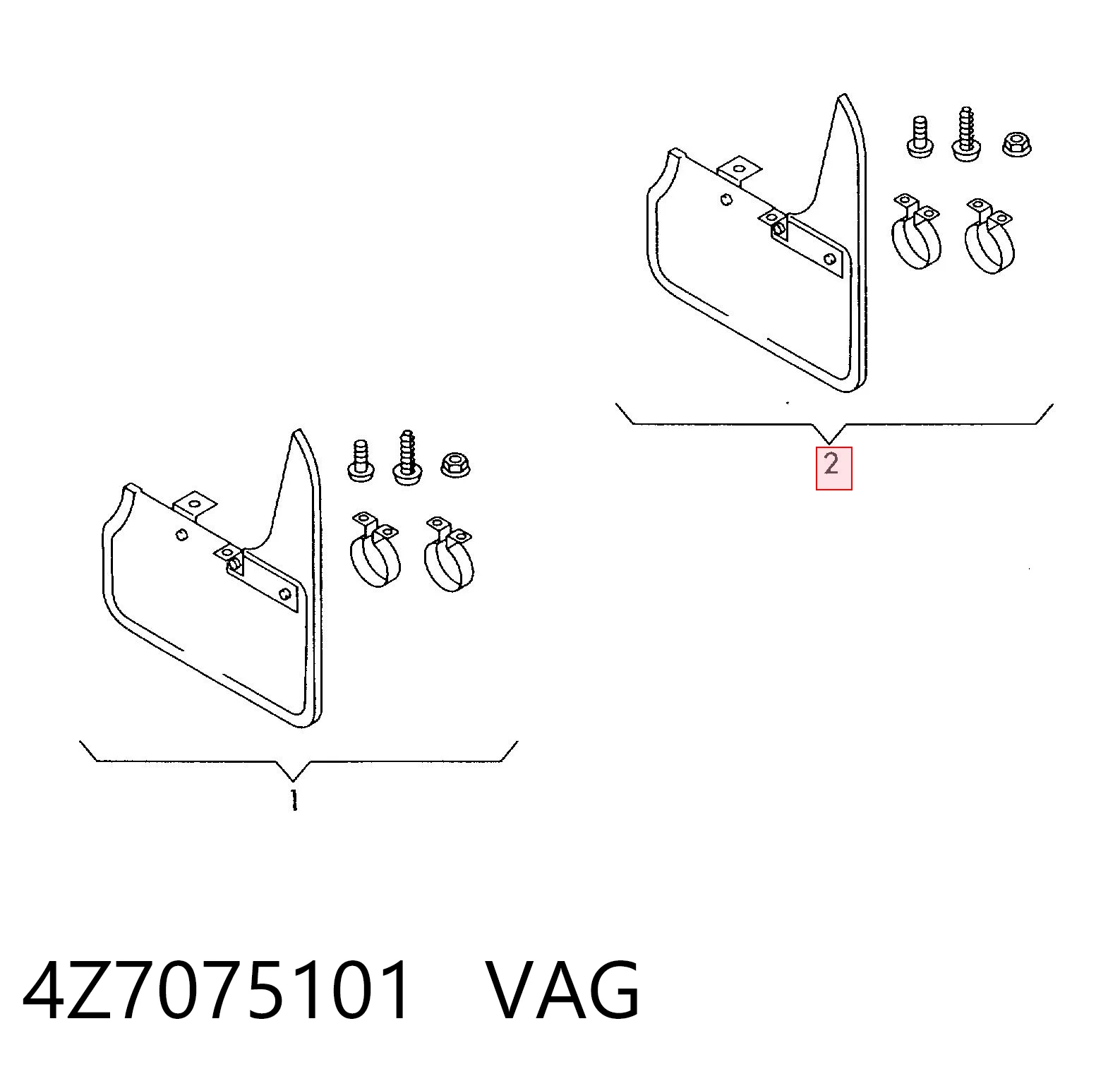 4Z7075101 VAG Бризковики задні, комплект