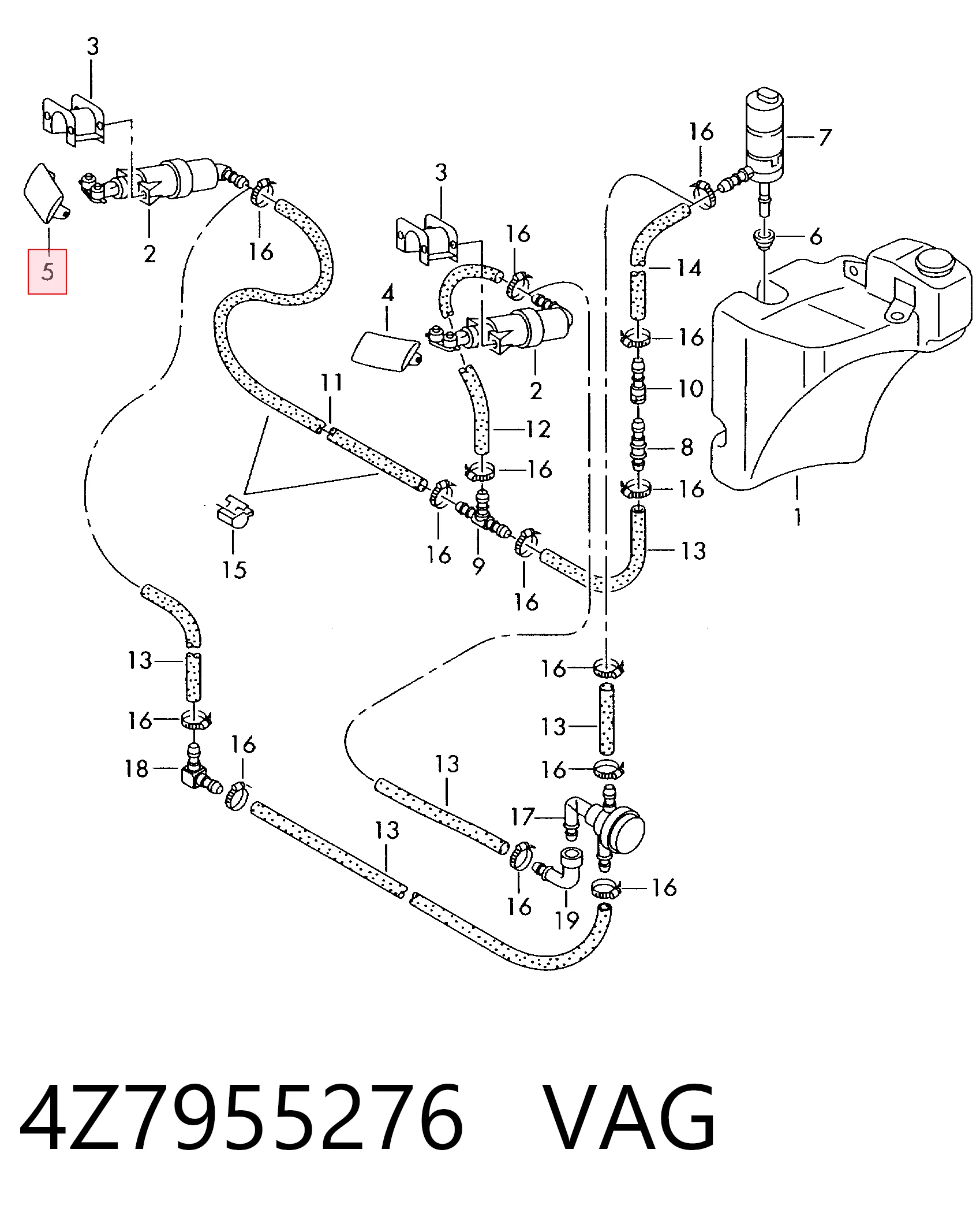 4Z7955276 VAG Накладка форсунки омивача фари передньої
