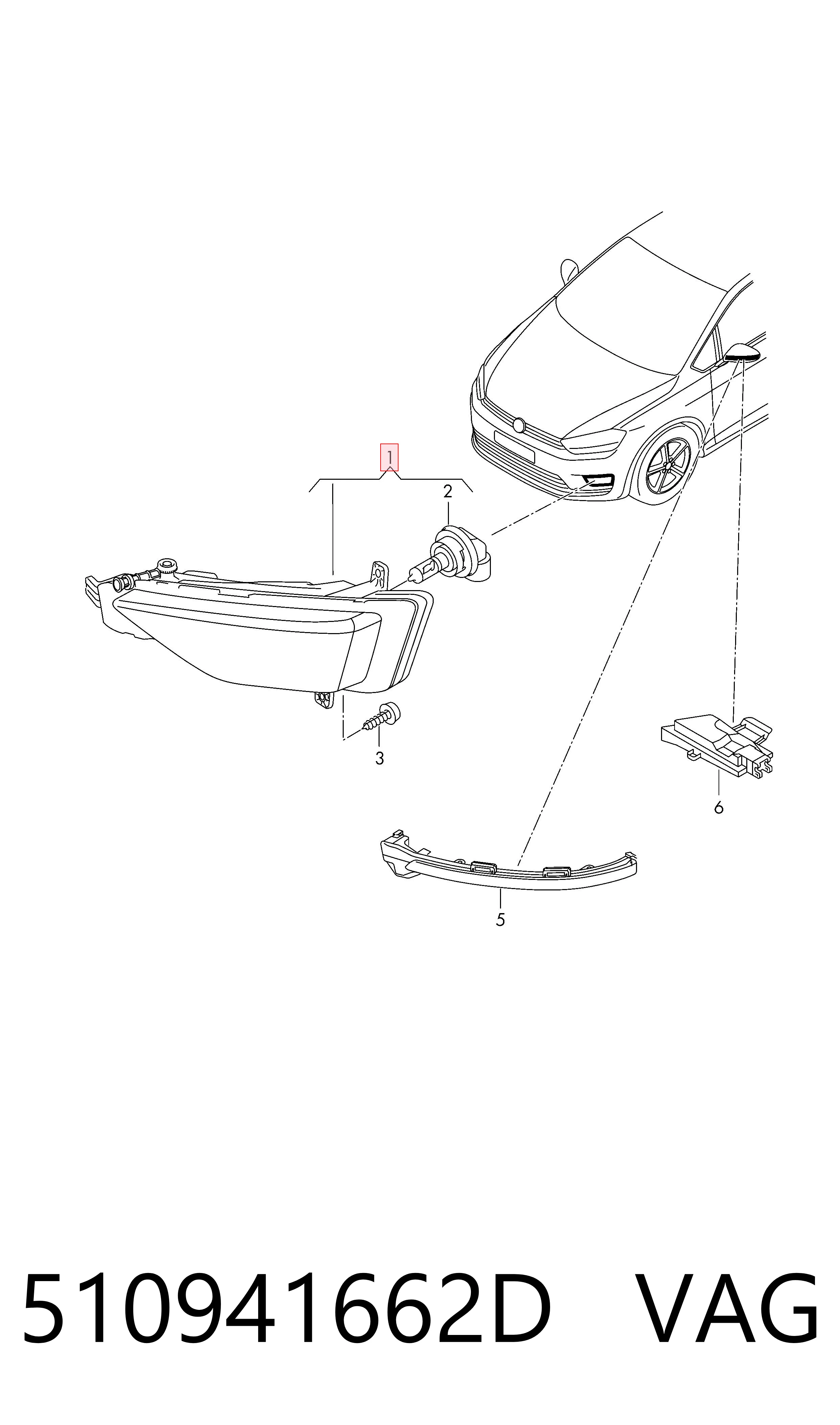 510941662D VAG Права протитуманні фари