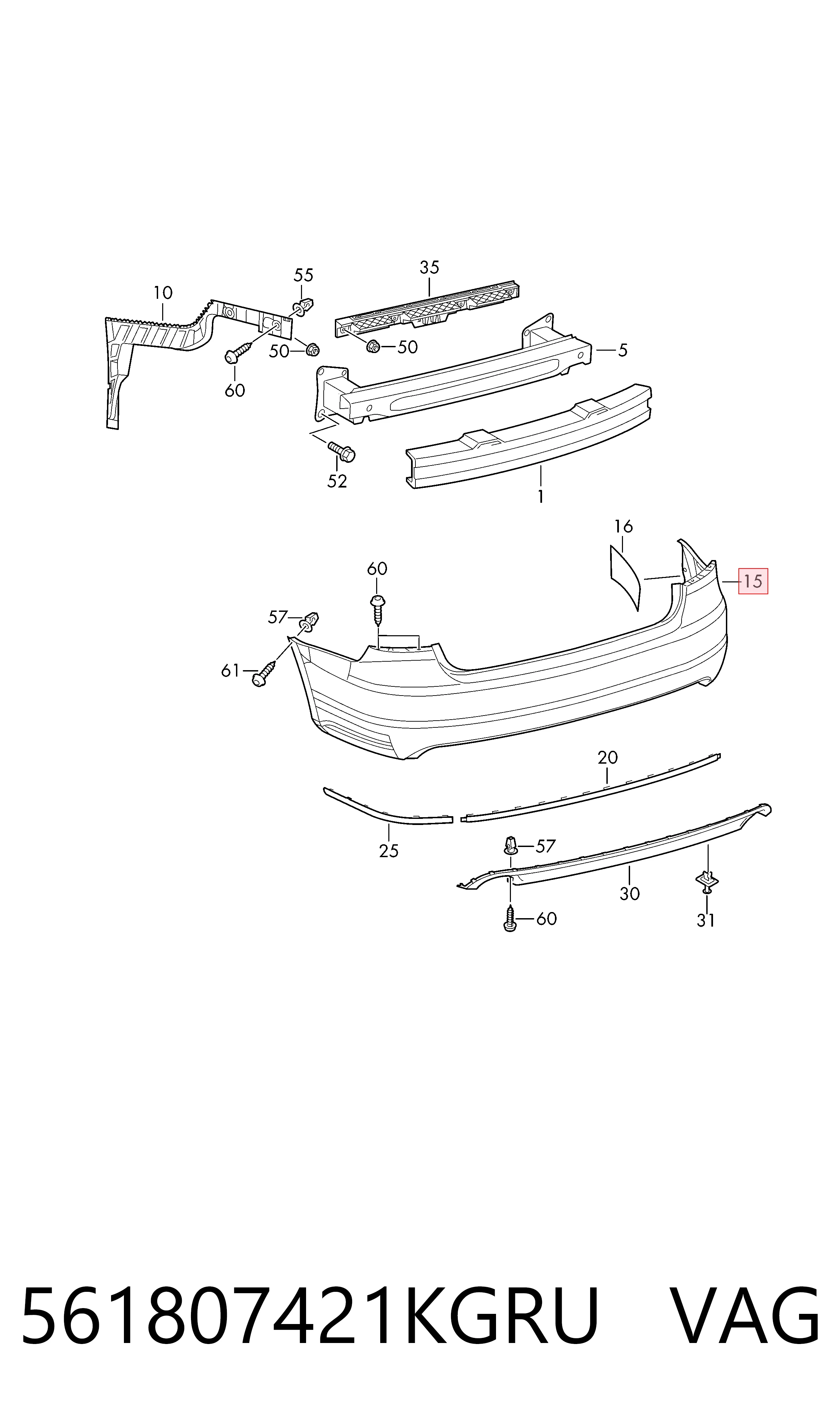 Кожух бампера заднього Elit CPVGPAS172450 ціна, від 50.67 USD