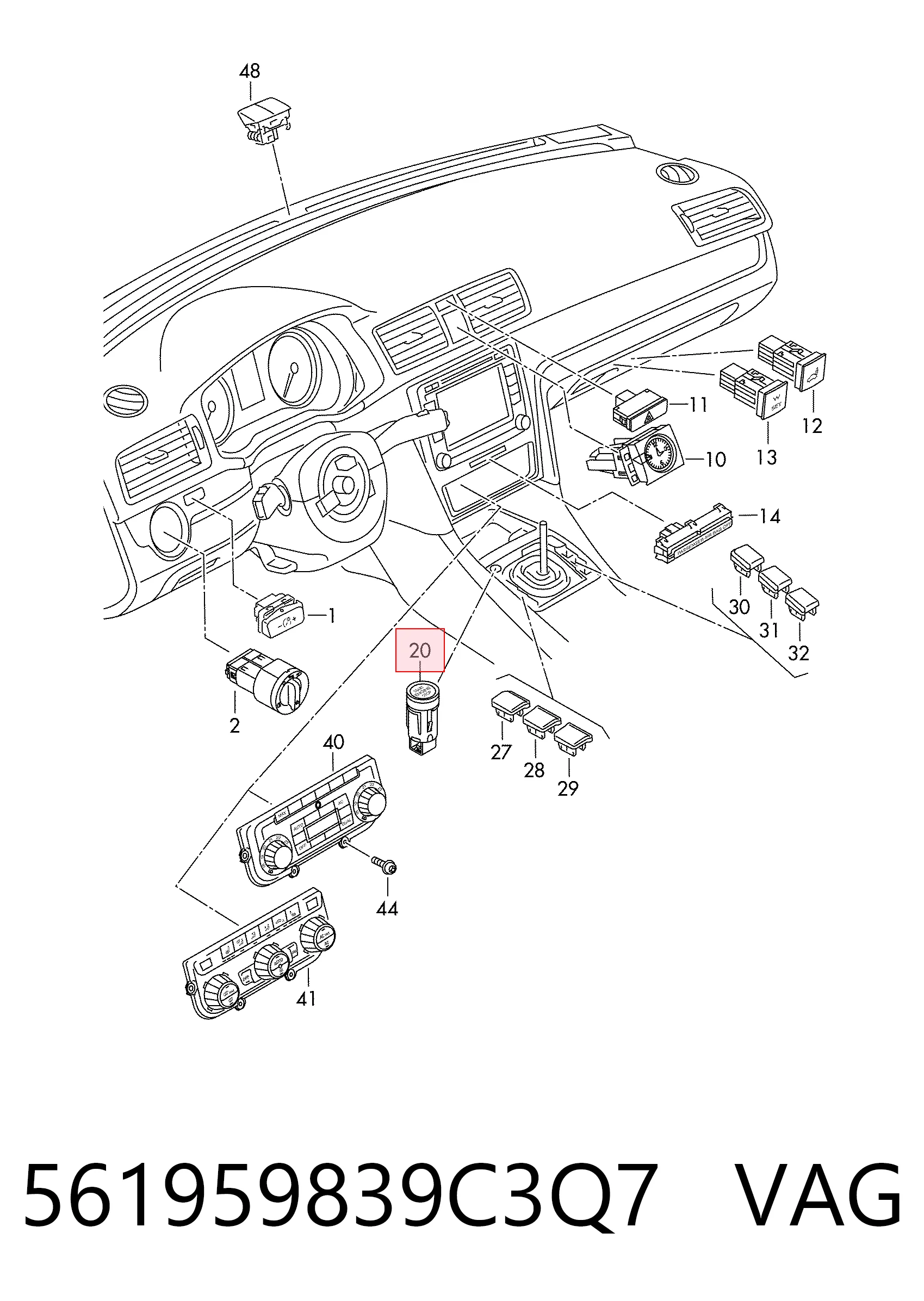 561959839C3Q7 VAG Кнопка запуску двигуна