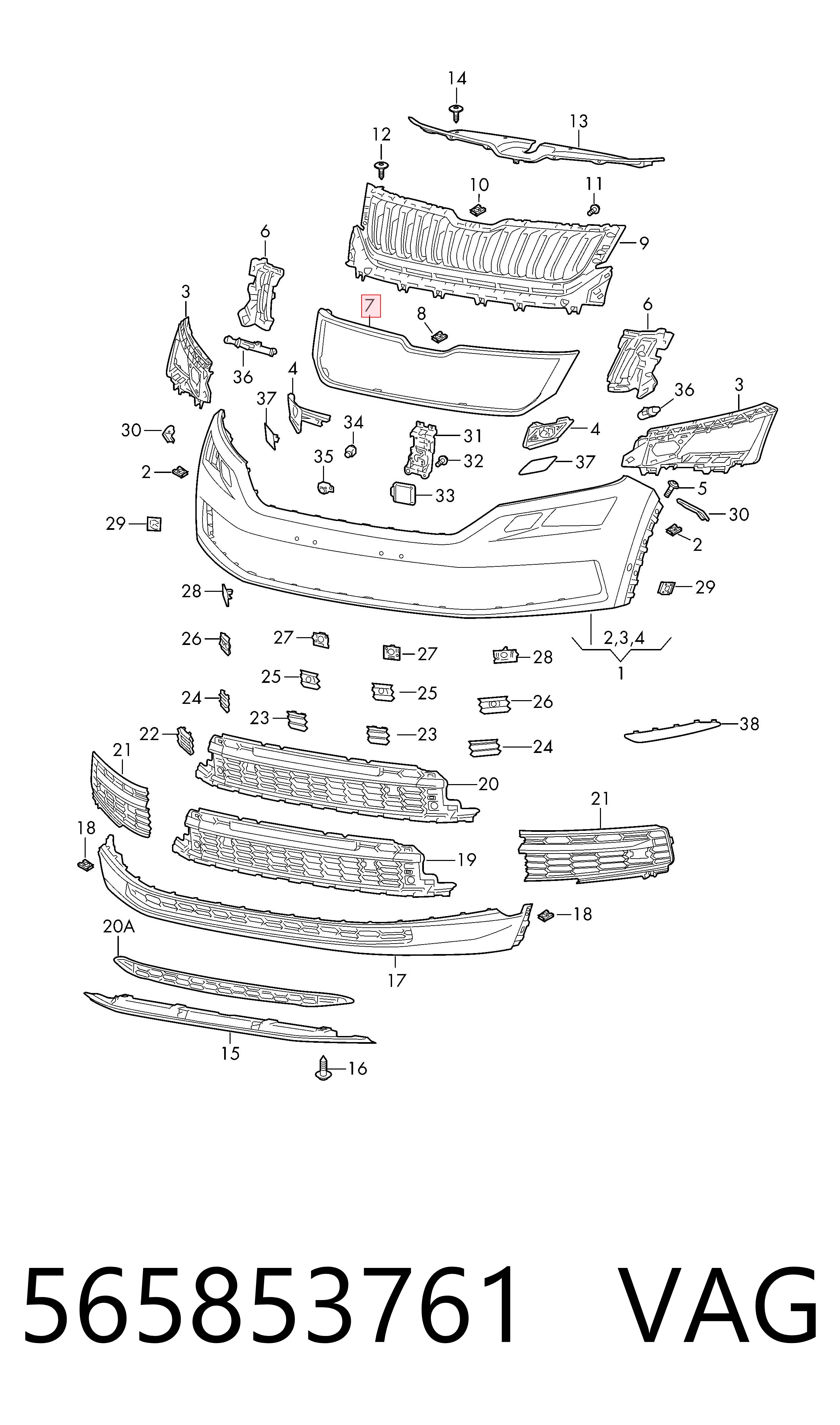 Накладка (рамка) решітки радіатора AND 30853101 ціна, від 29.37 USD
