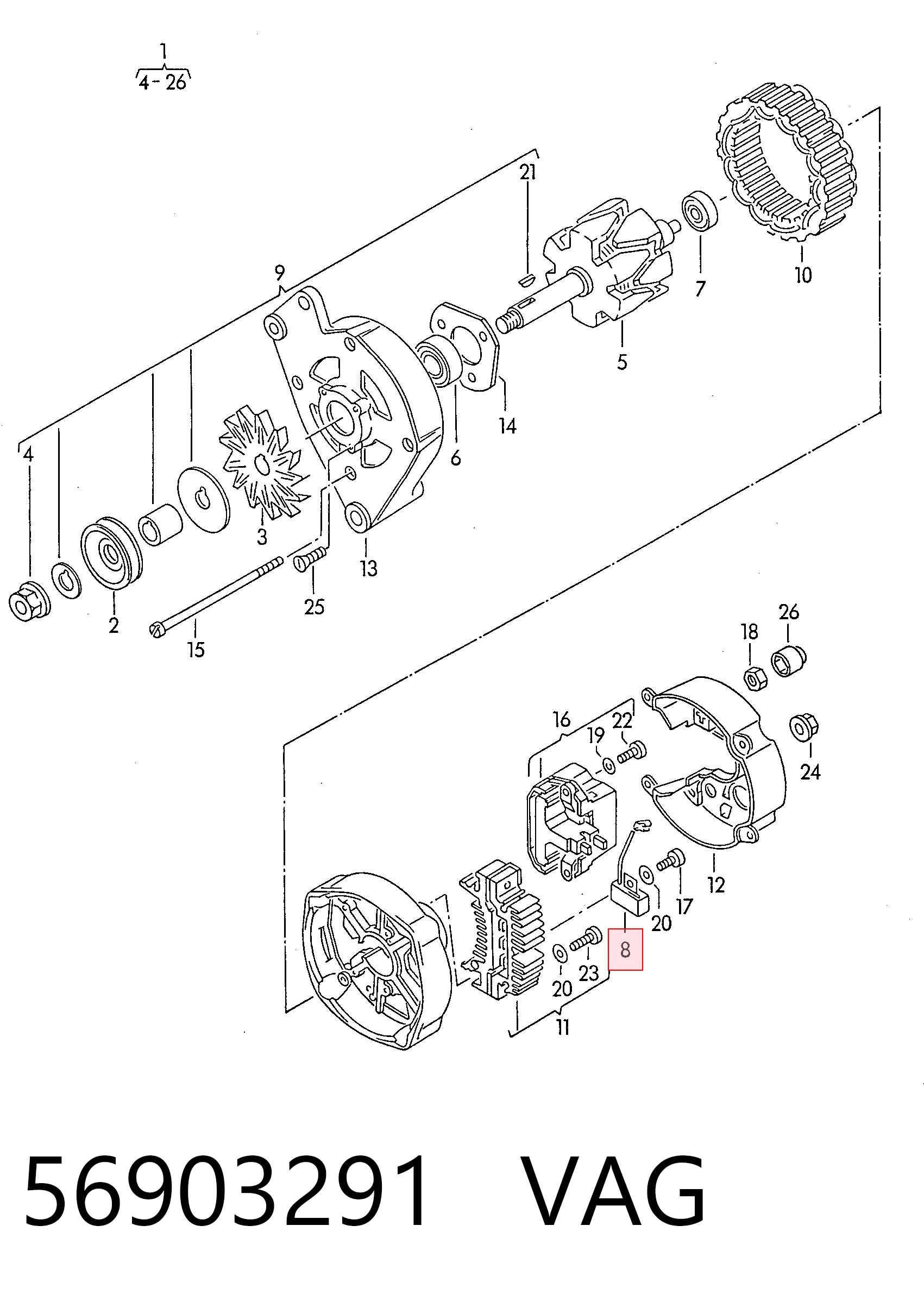 Конденсатор генератора 290800036 Bosch