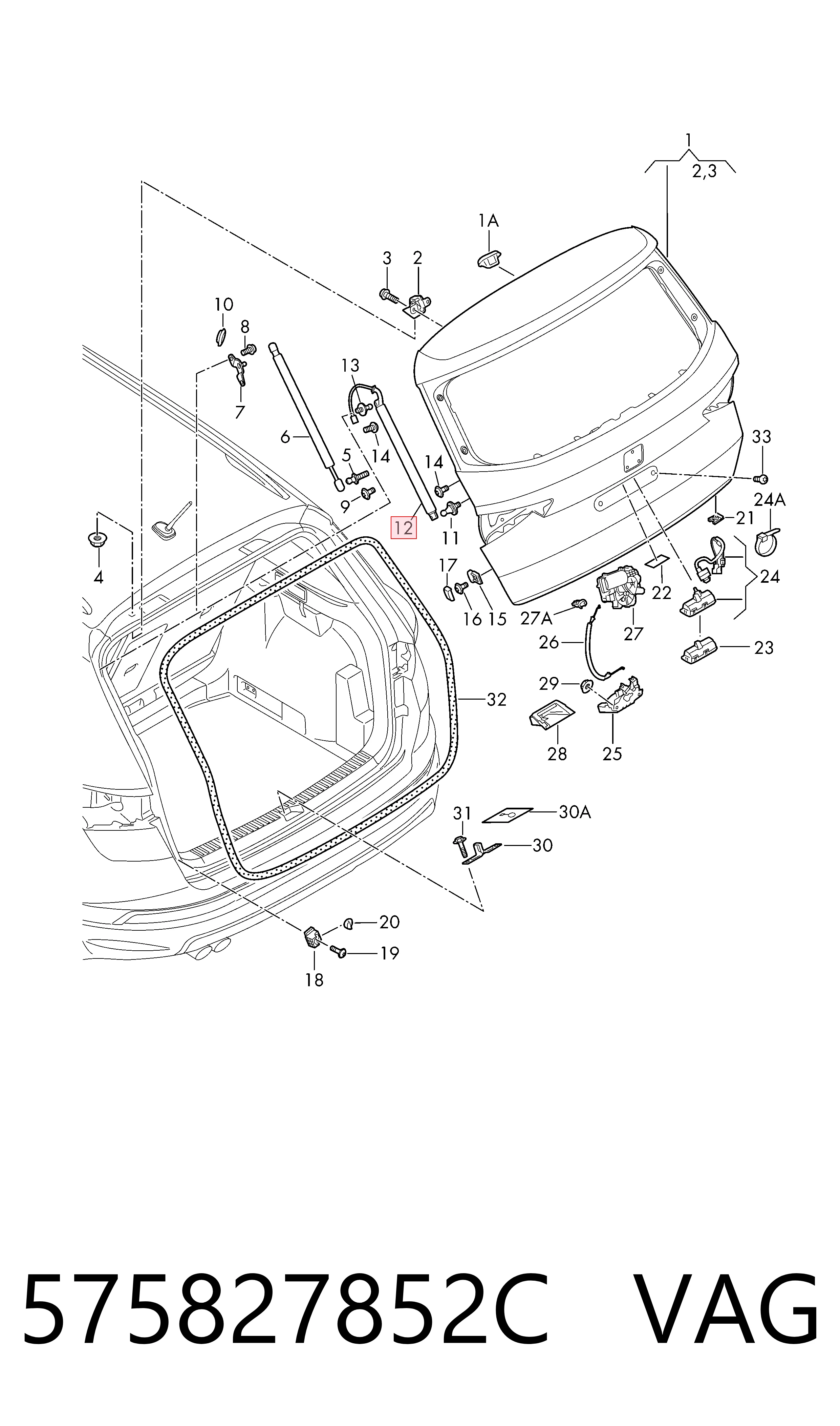 Амортизатор двері задньої VAG 575827852C ціна, від 89.17 USD