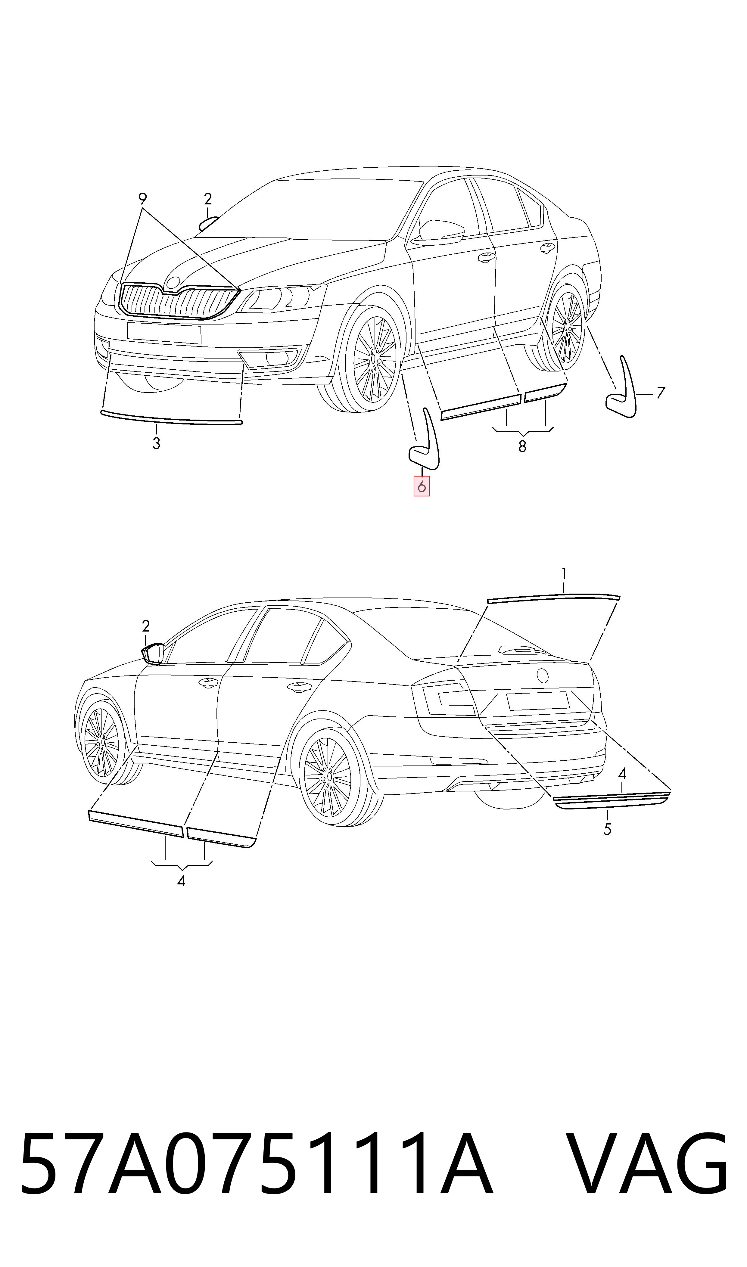 57A075111A VAG Комплект передніх бризковиків
