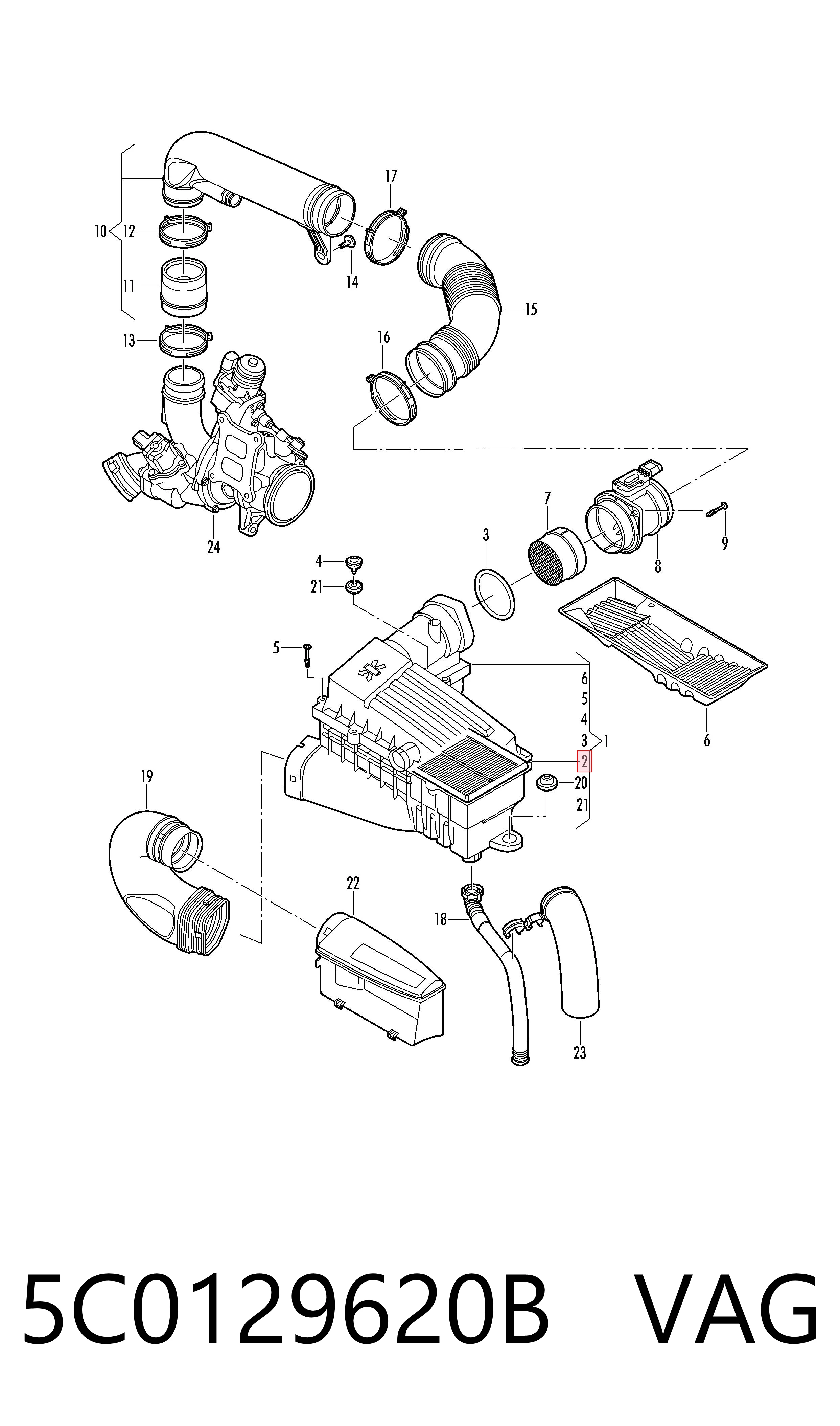 Елемент повітряного фільтра VAG 5C0129620B ціна, від 14.13 USD