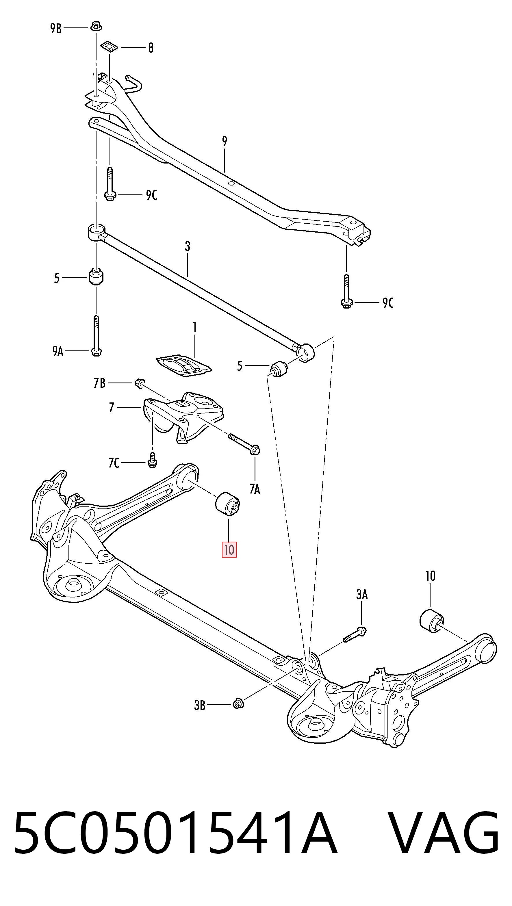 5C0501541A VAG Сайлентблок балки моста