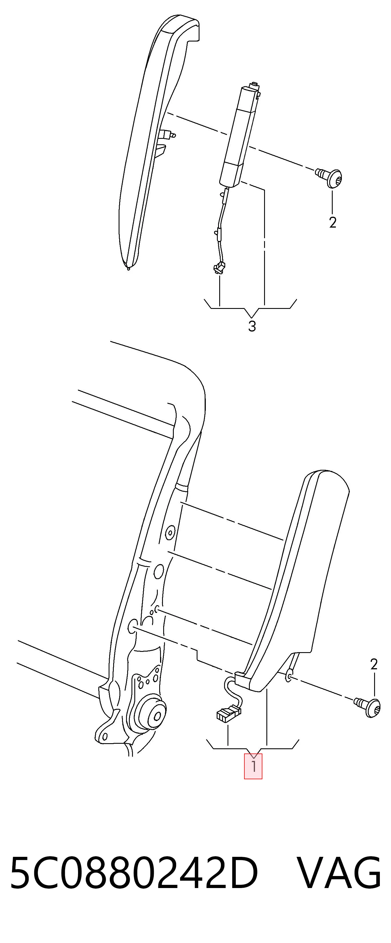 5C0880242D VAG Подушка безпеки AIRBAG спинки сидіння, правого