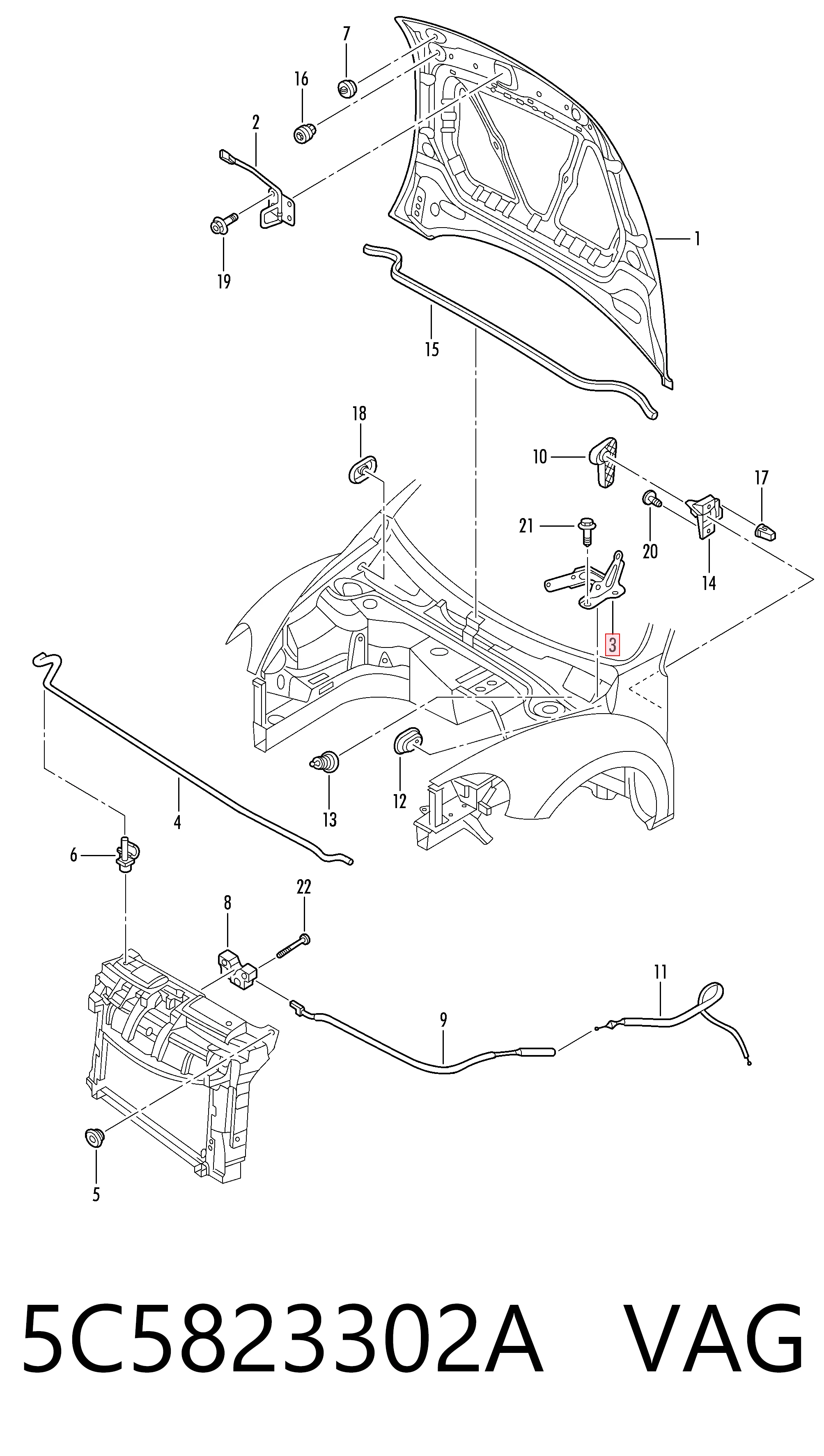 Завіса капота VAG 5C5823302A ціна, від 25.44 USD