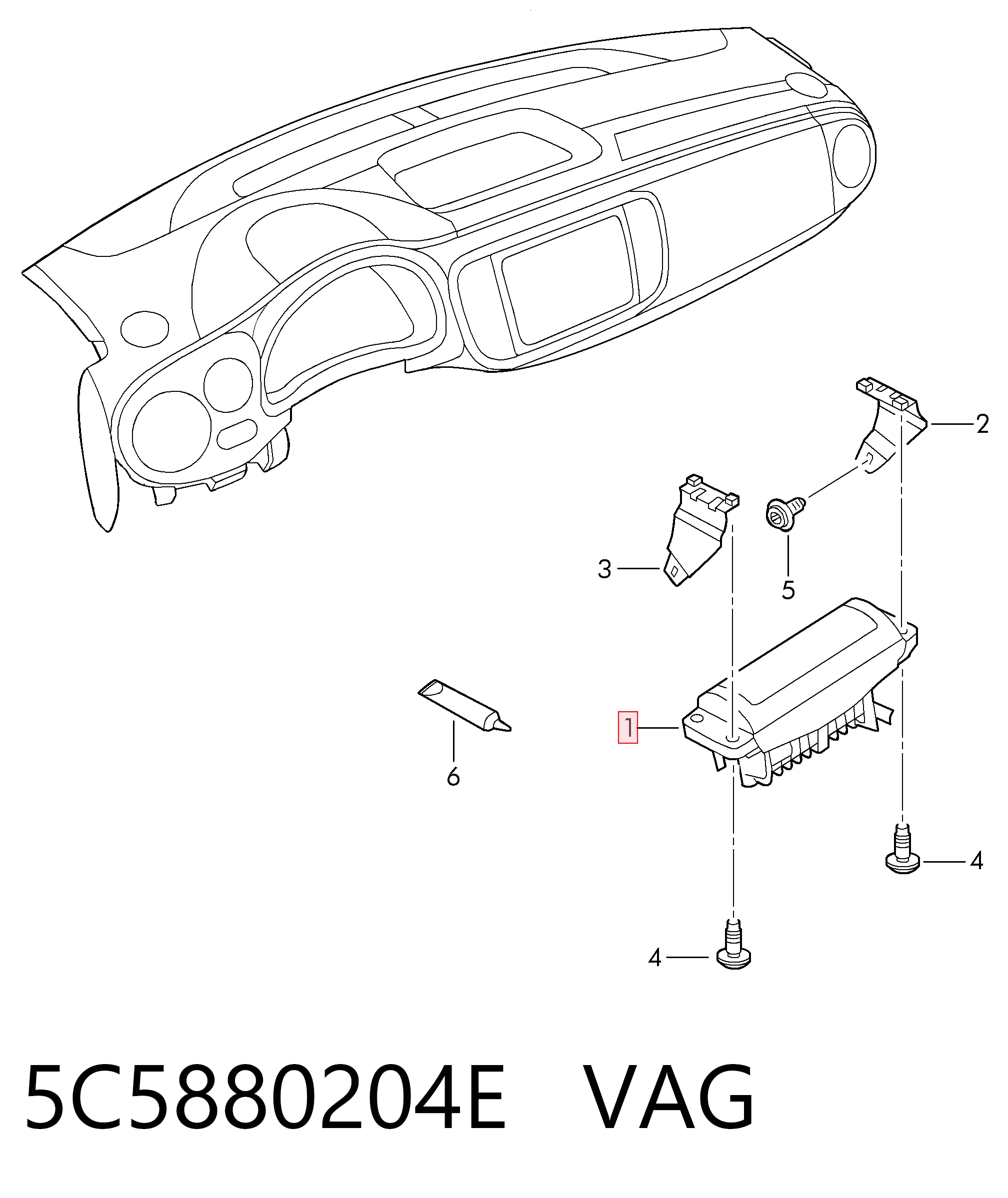 5C5880204E VAG Подушка безпеки пасажира