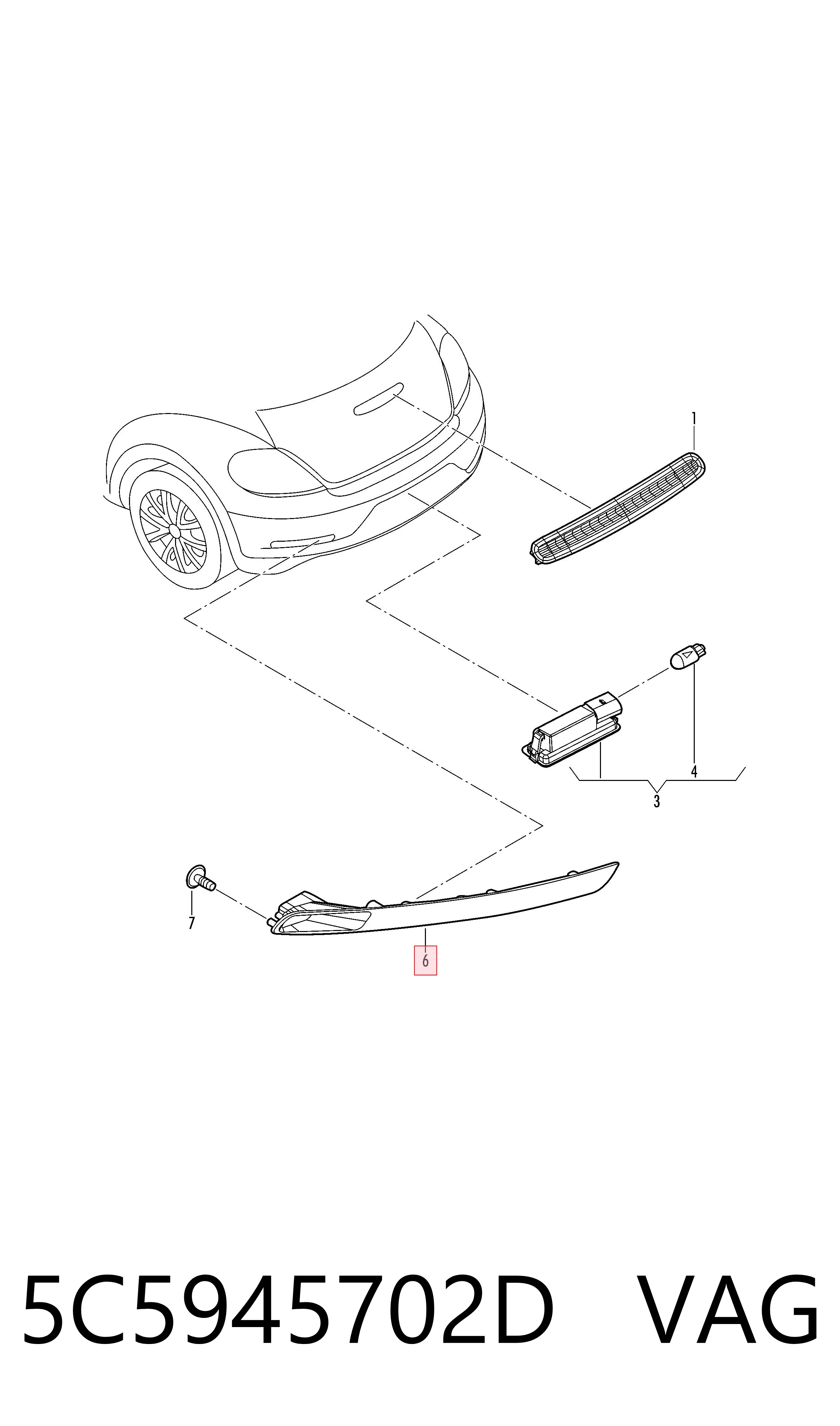 5C5945702D VAG Правий катафот бампера