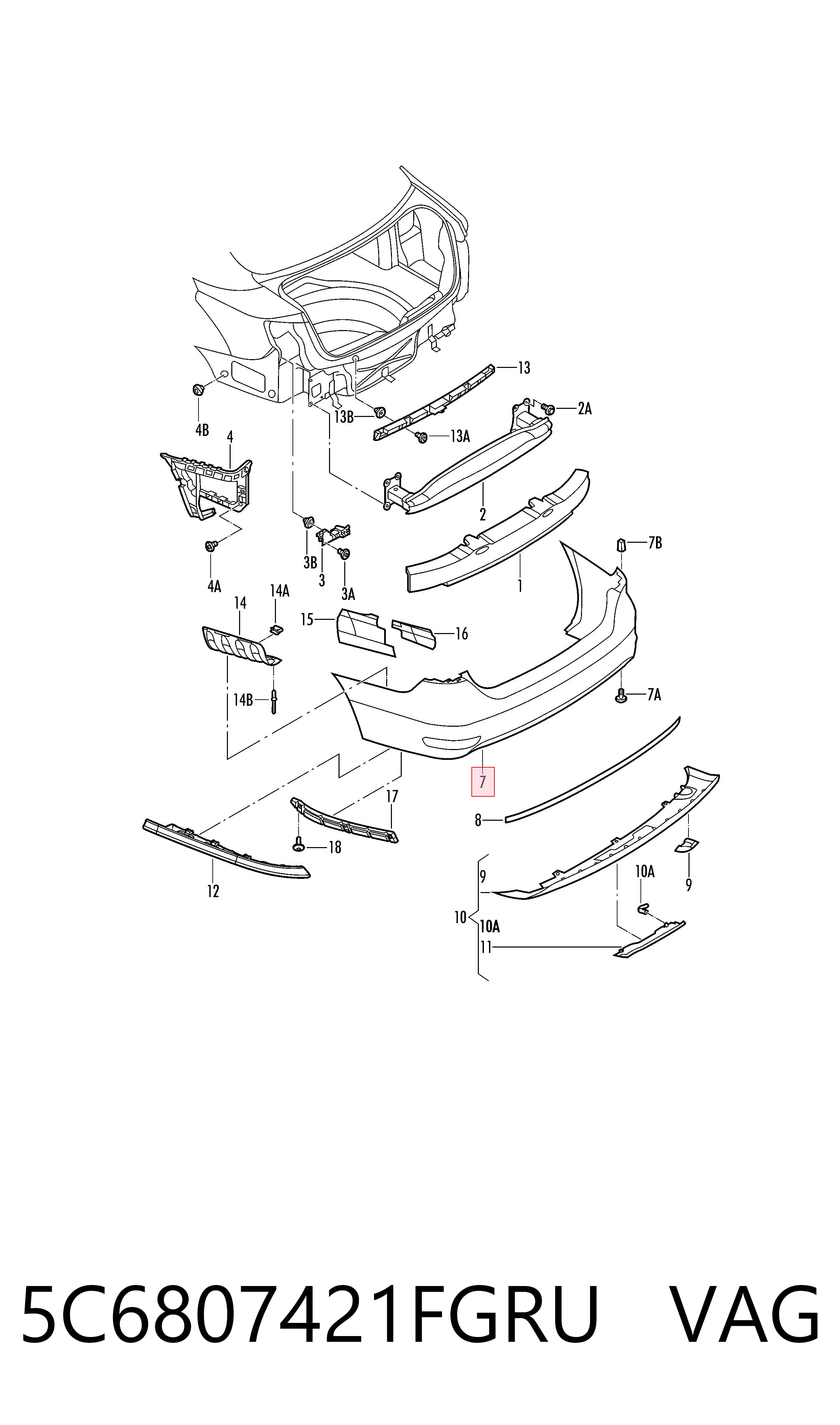 Кожух бампера заднього Volkswagen Jetta VI седан (162, 163, AV3, AV2, AY2, AY3) (2011 - 2019) ціна, від 79.08 USD
