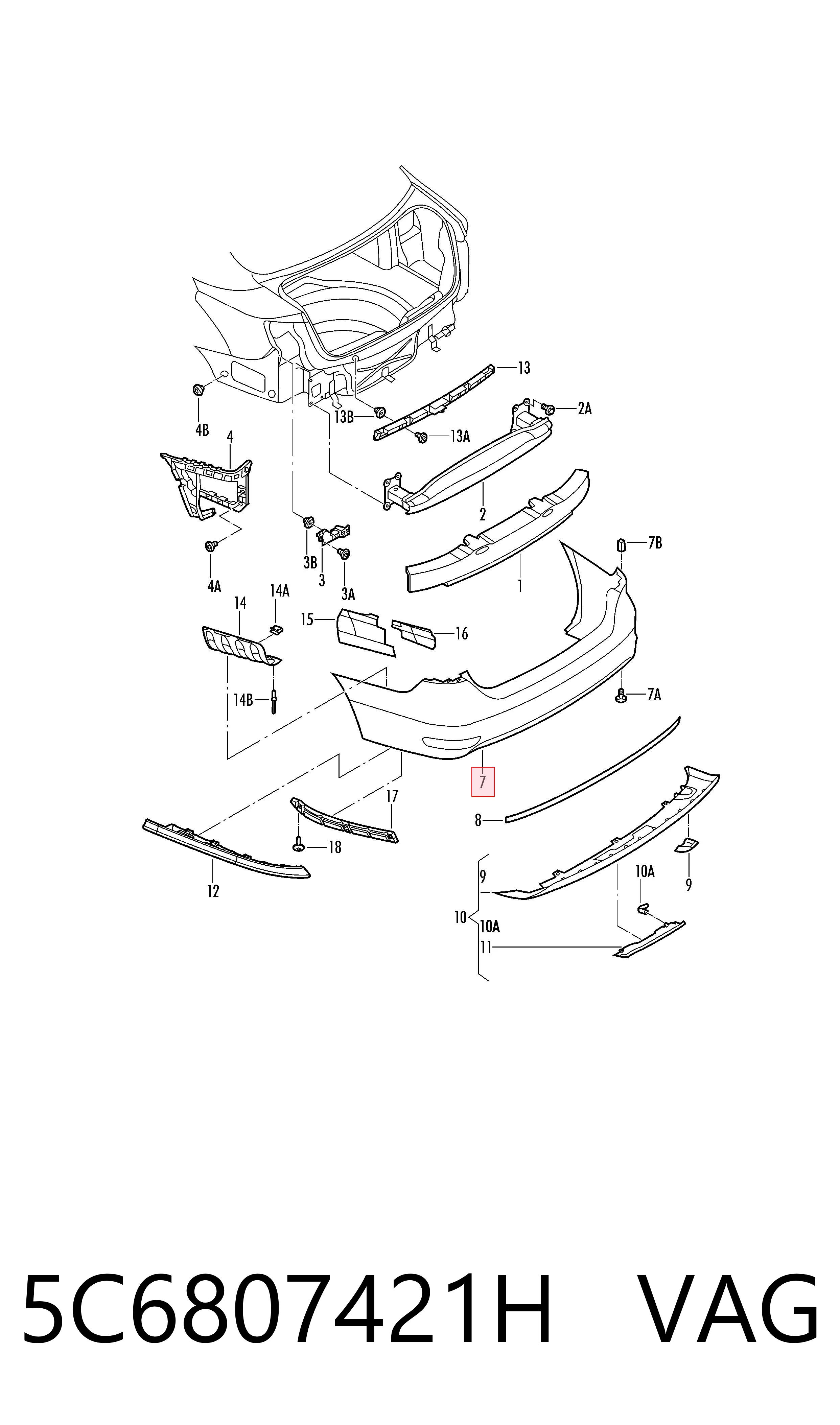 Купити Задній бампер Volkswagen Jetta VI 162, 163, AV3, AV2, AY2, AY3