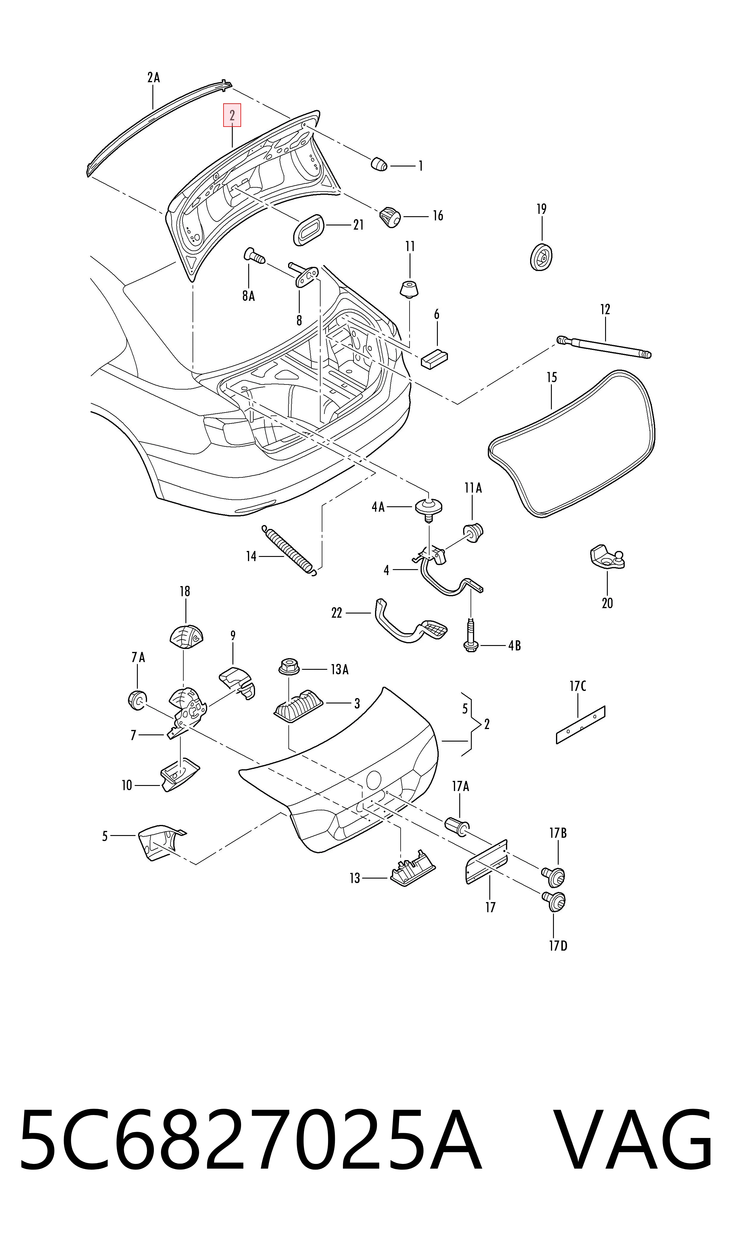 Кришка багажника на Volkswagen Jetta VI 162, 163, AV3, AV2, AY2, AY3