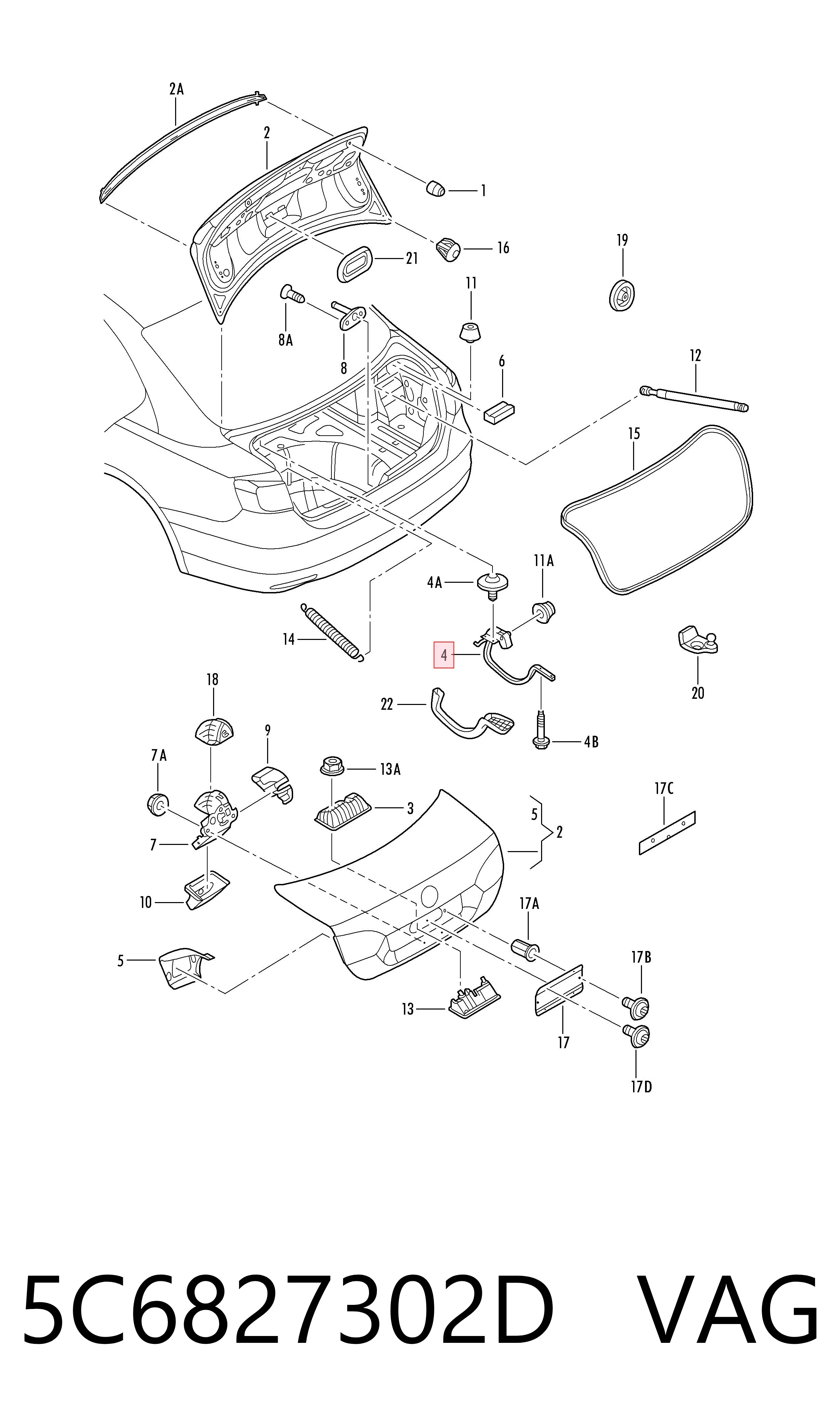 5C6827302D VAG Кріплення кришки багажника
