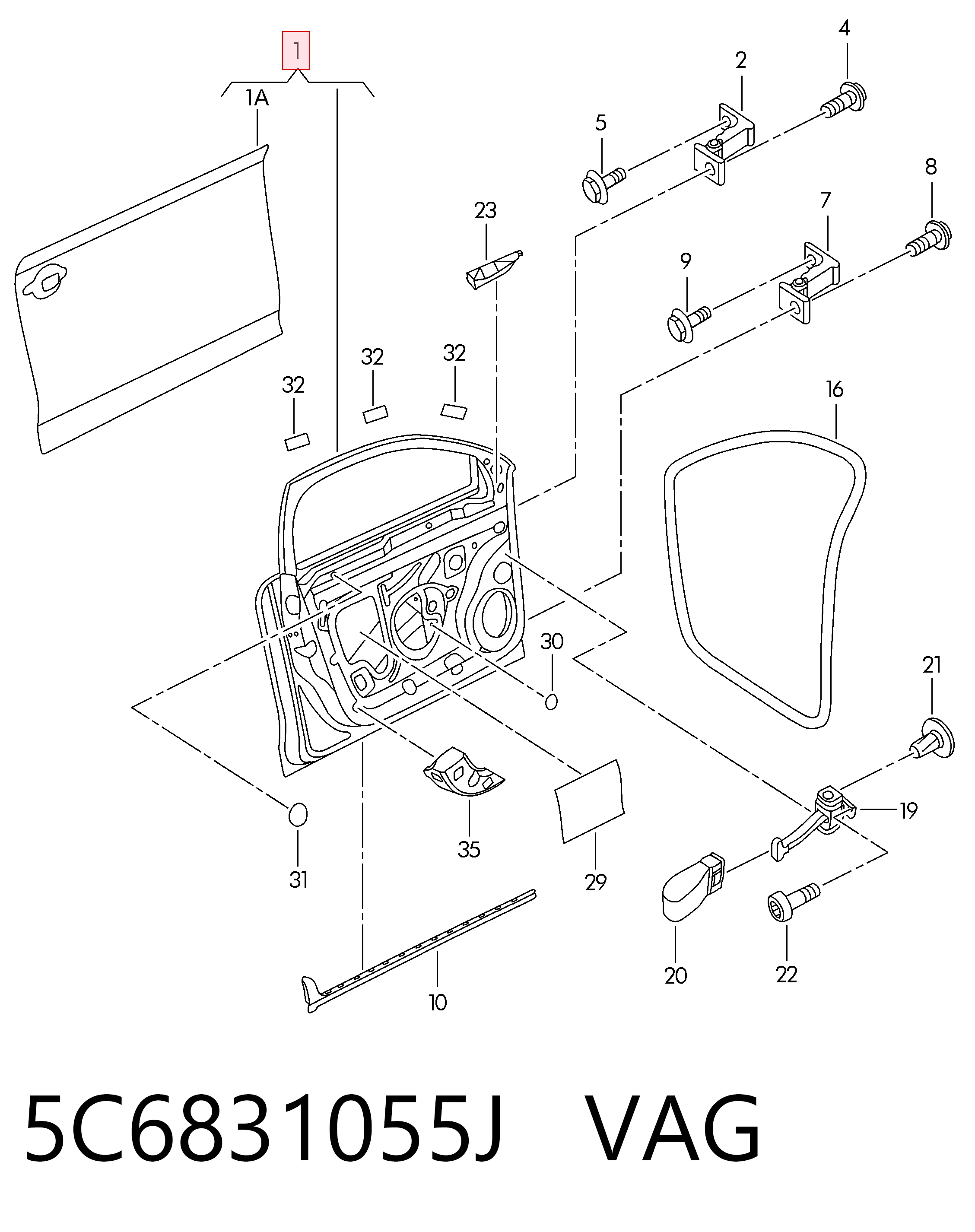 5C6831055J VAG Дверь передня ліва