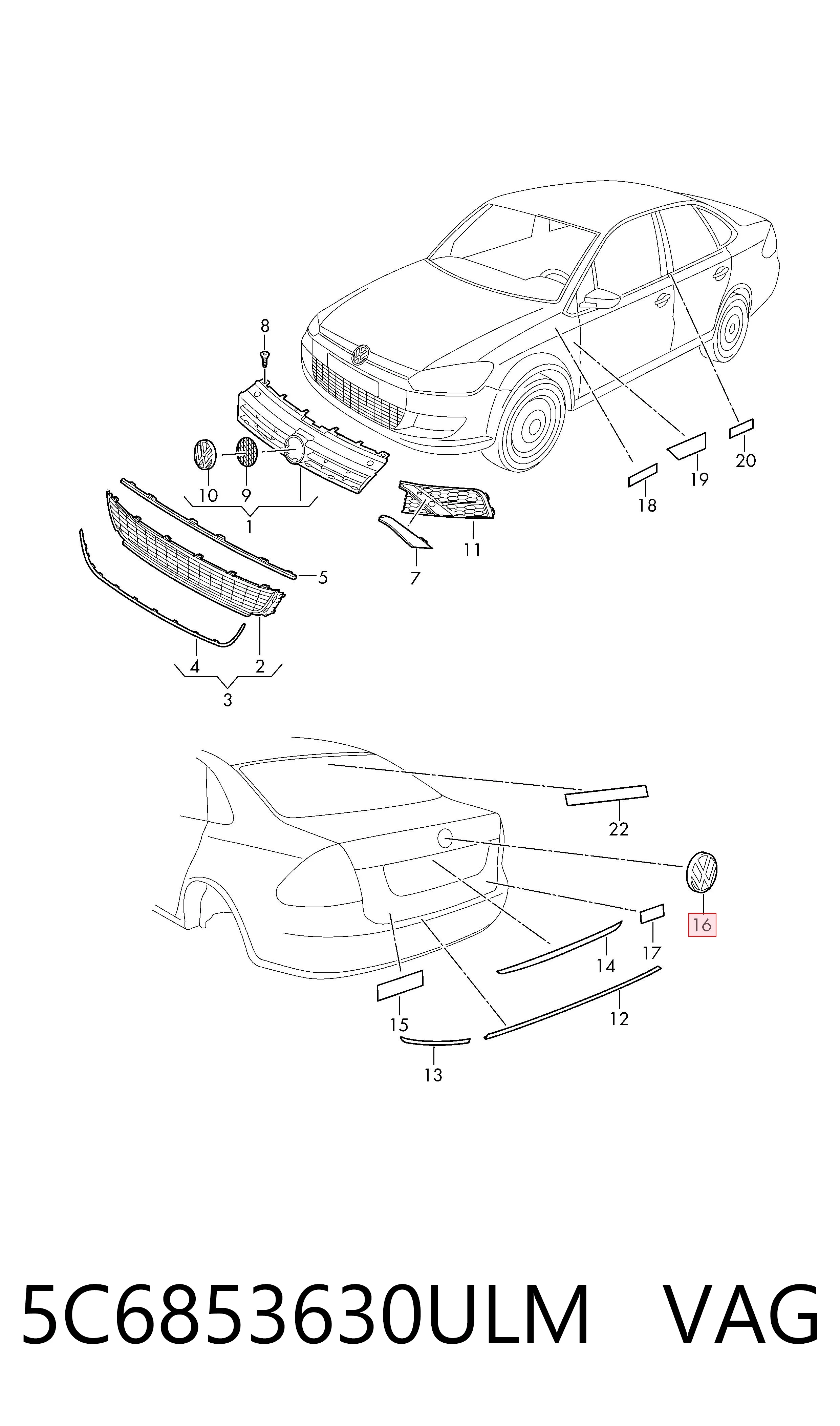 Купити Емблема кришки багажника Volkswagen Polo V RUS 602, 604, 612, 614
