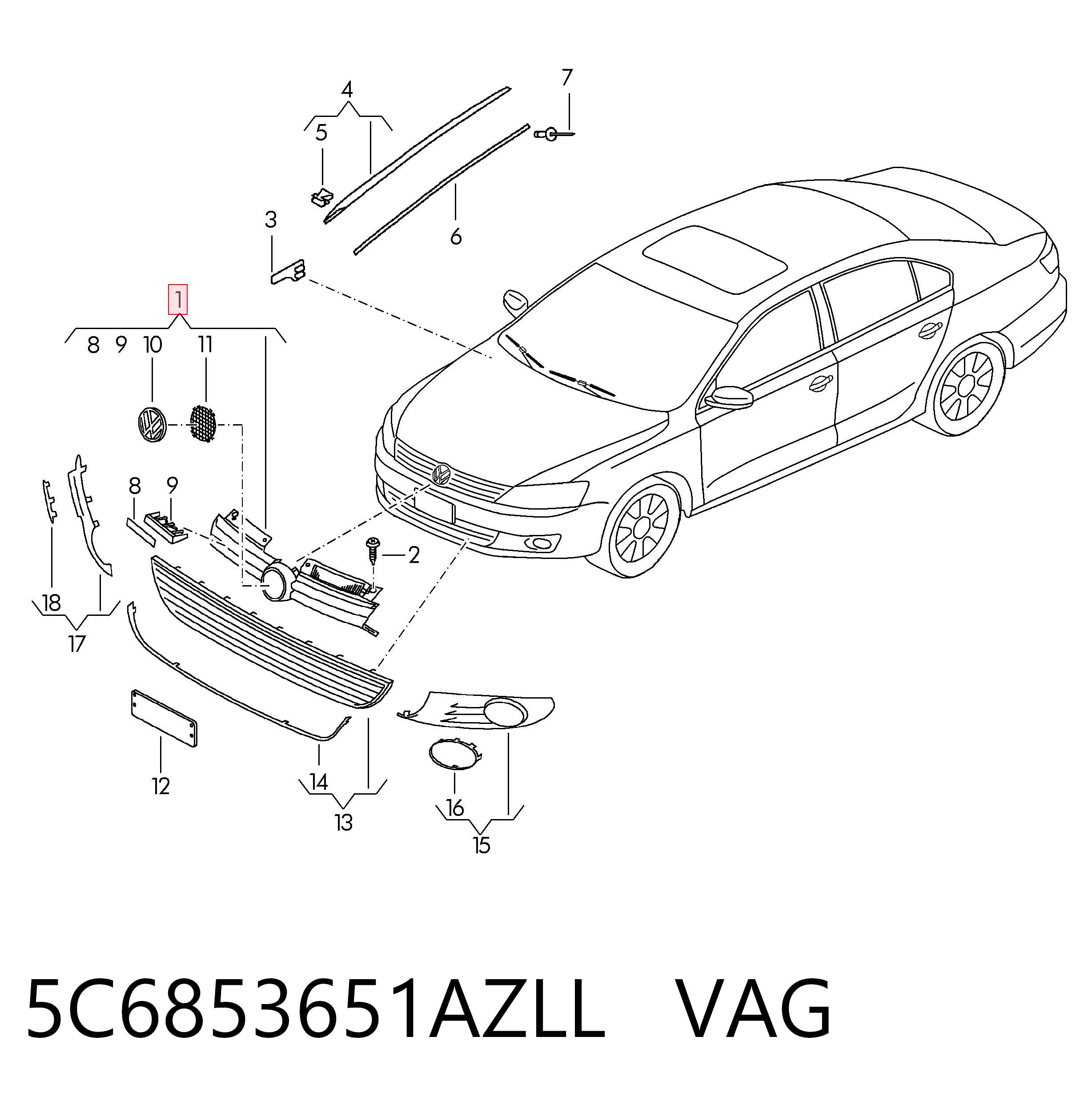 Решітка радіатора 3L853006 AND