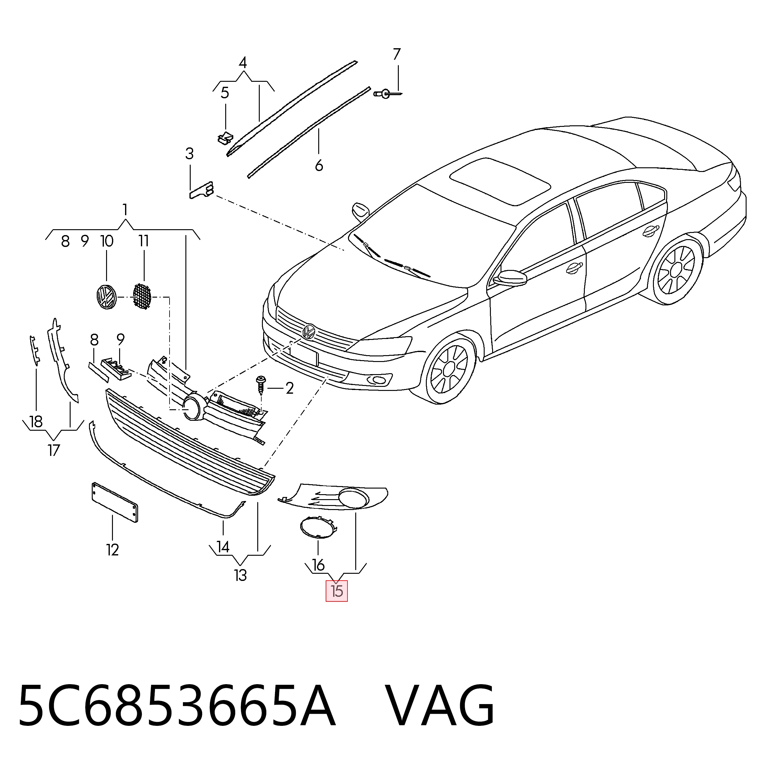 5C6853665A VAG Заглушка протитуманок, ліва