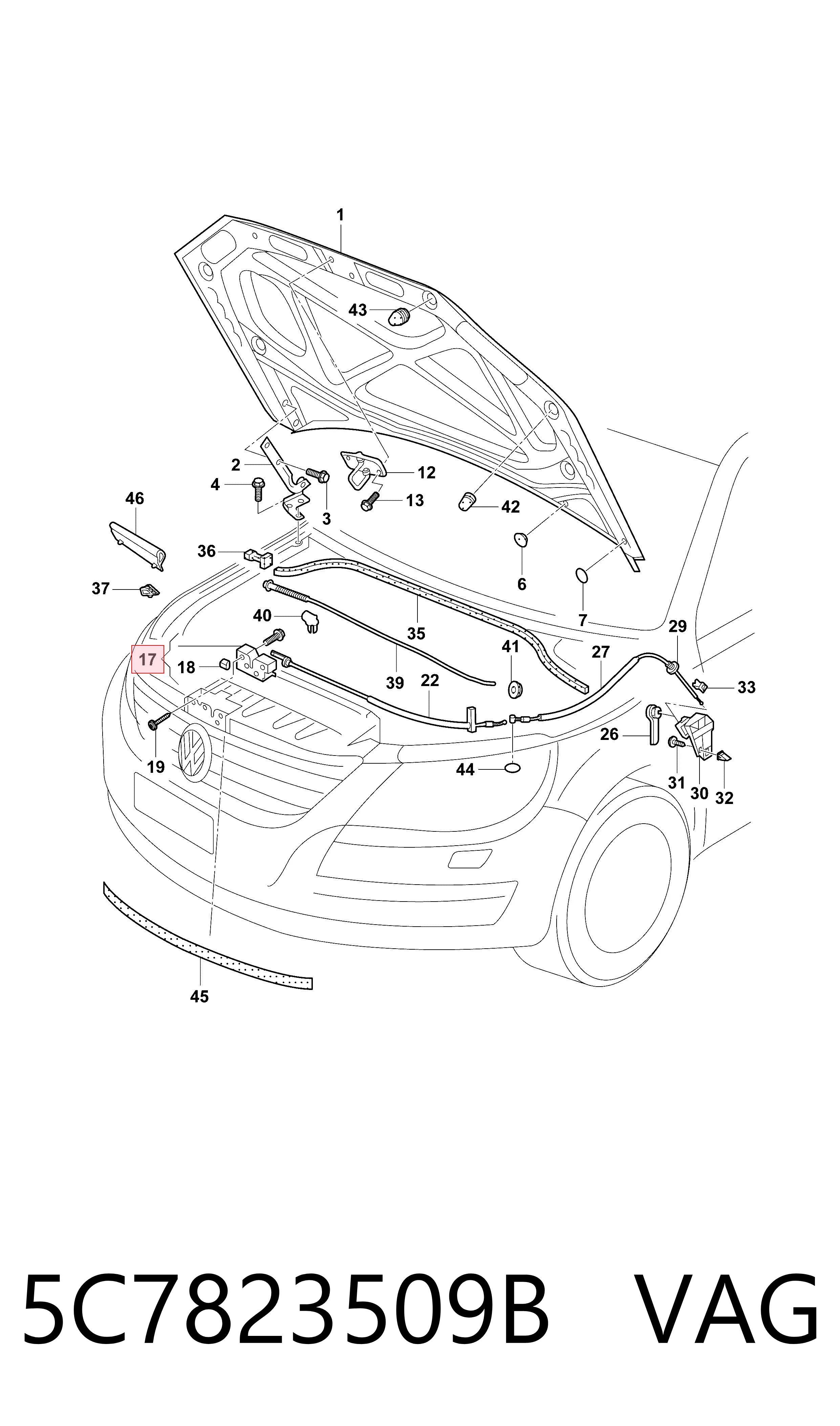 5C7823509B VAG Запор капота (замок і привід замка капота)