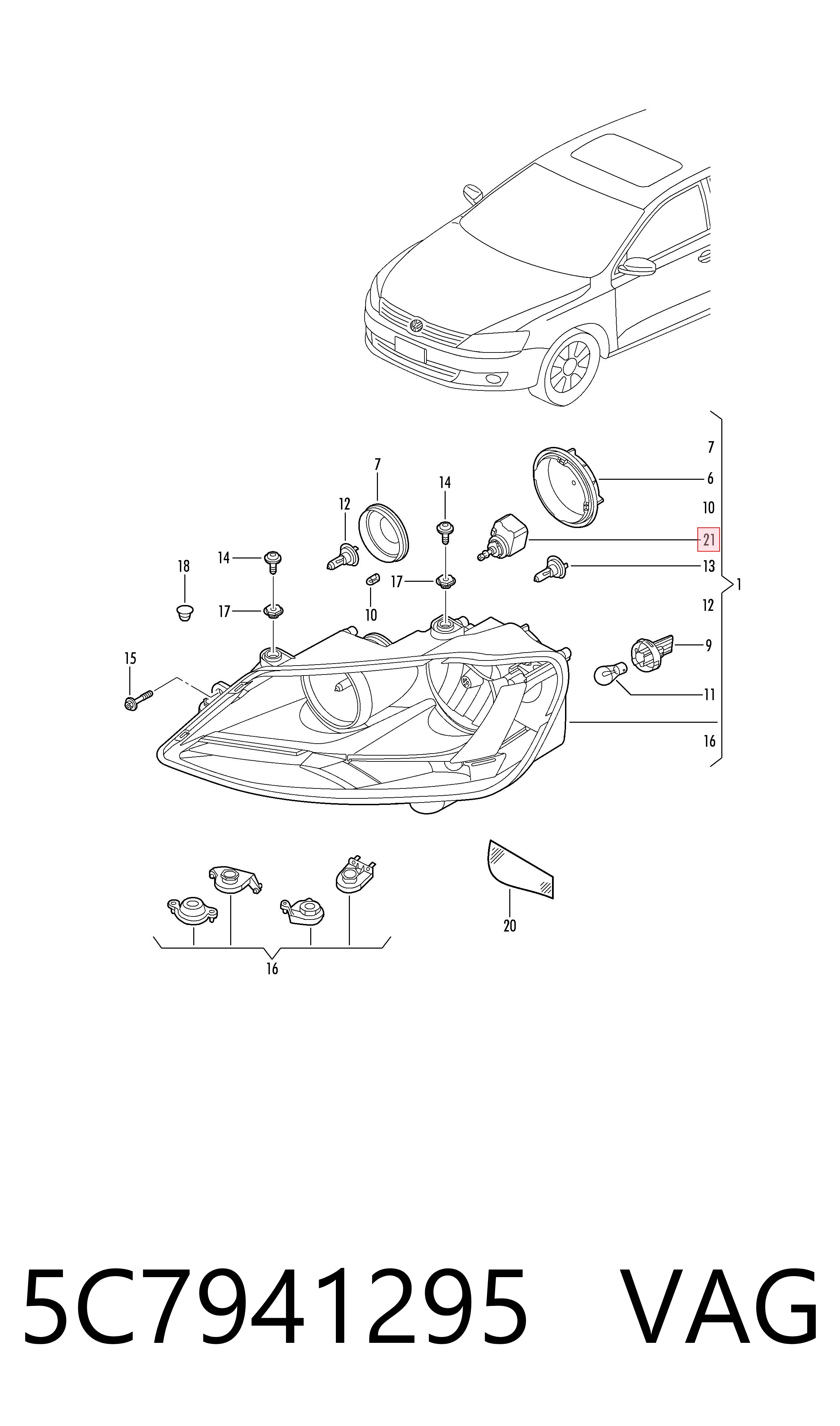 Коректор фари Volkswagen Jetta 6 162, 163, AV3, AV2, AY2, AY3