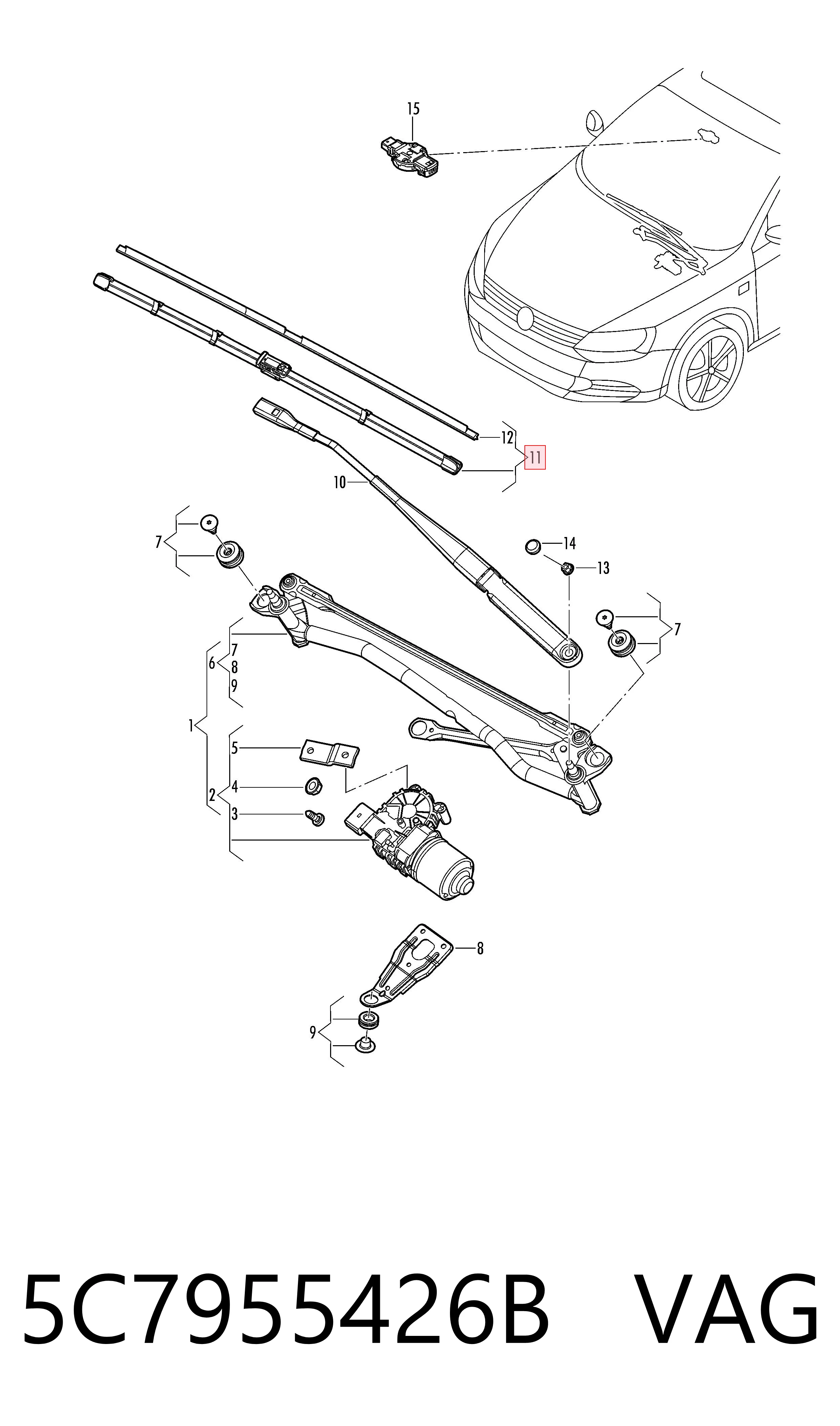 5C7955426B VAG Щітка склоочисника лобового скла, пасажирська