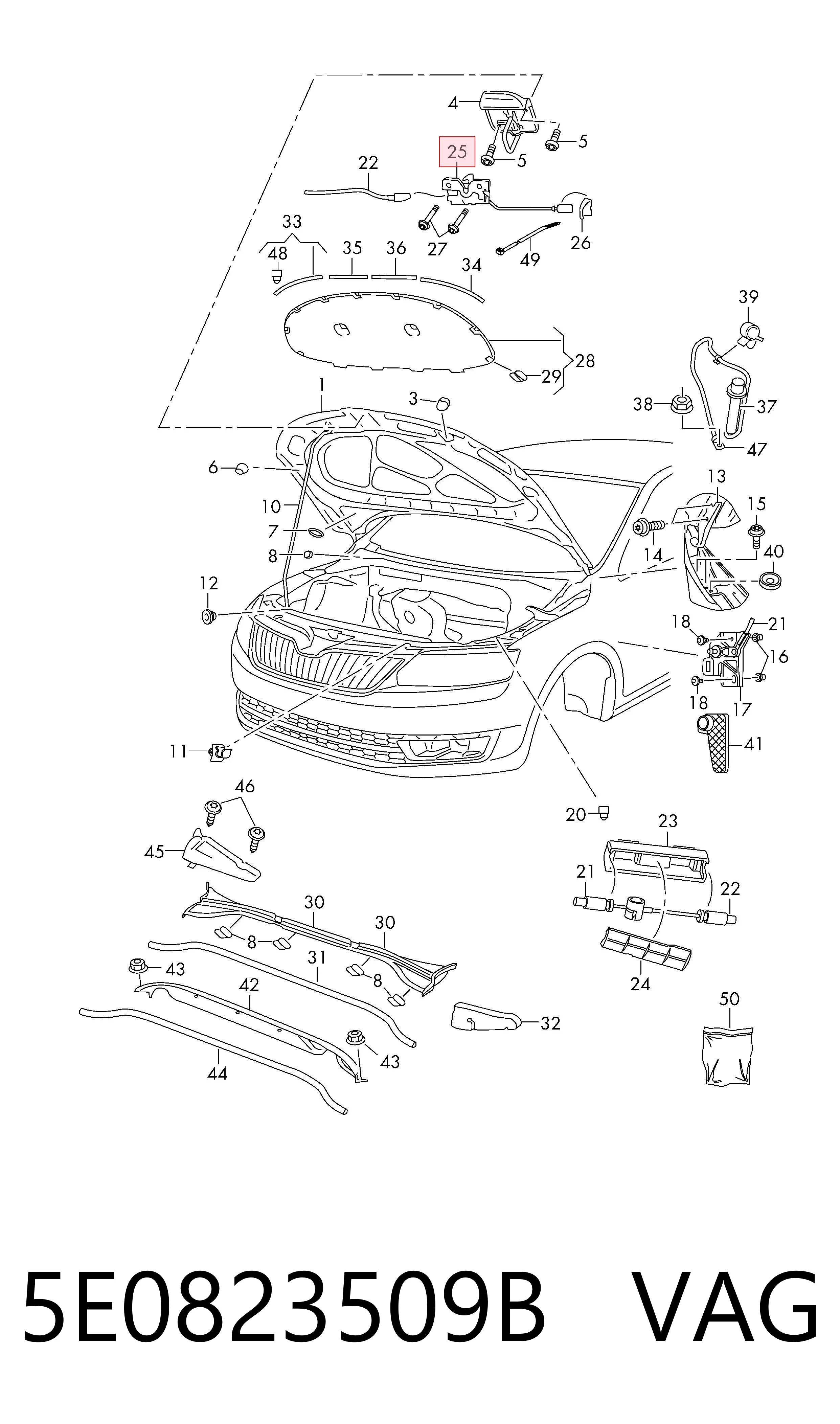Замок капота Skoda Octavia III A7 універсал (5E5, 5E6) (2012 - 2020) ціна, від 25.48 USD