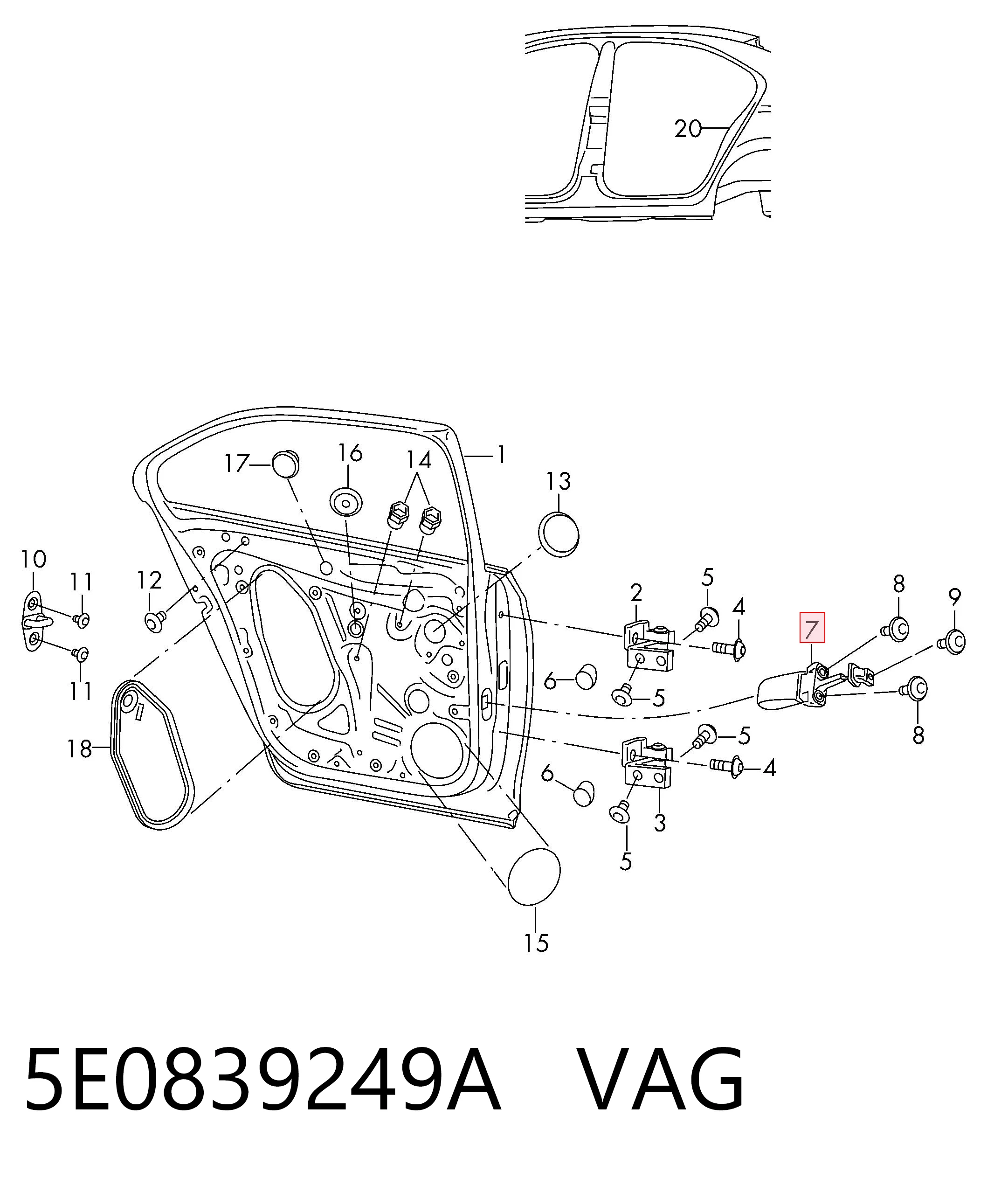 5E0839249A VAG Обмежувач відкриття дверей, задній